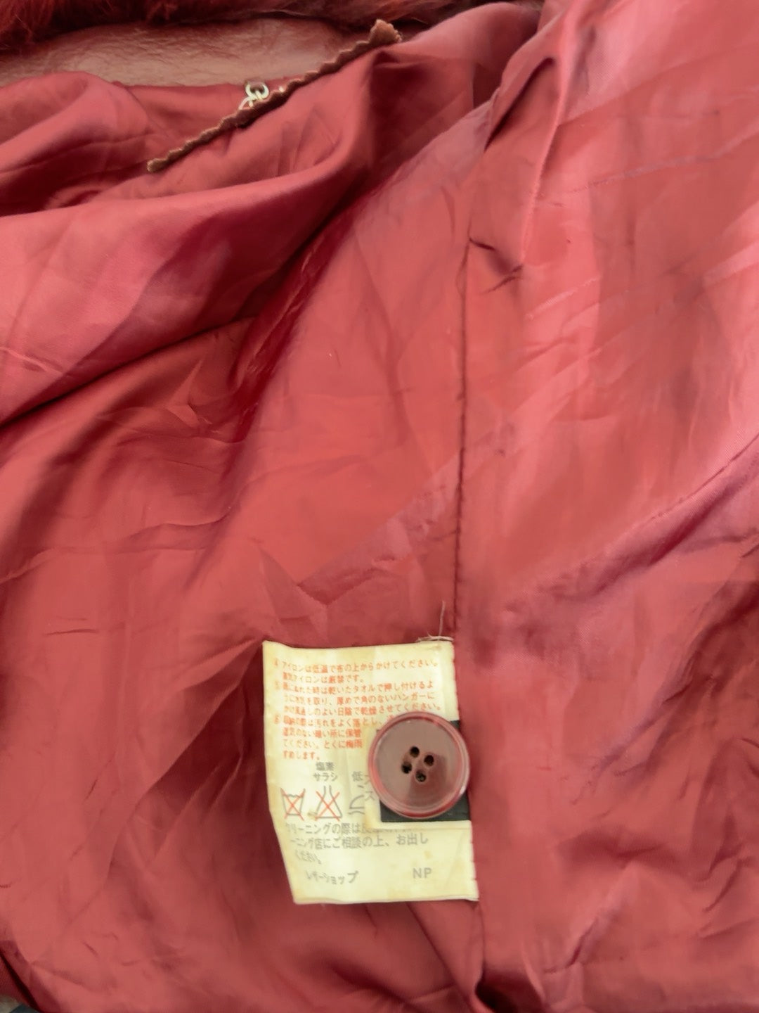 Vintage burgundy genuine leather long coat