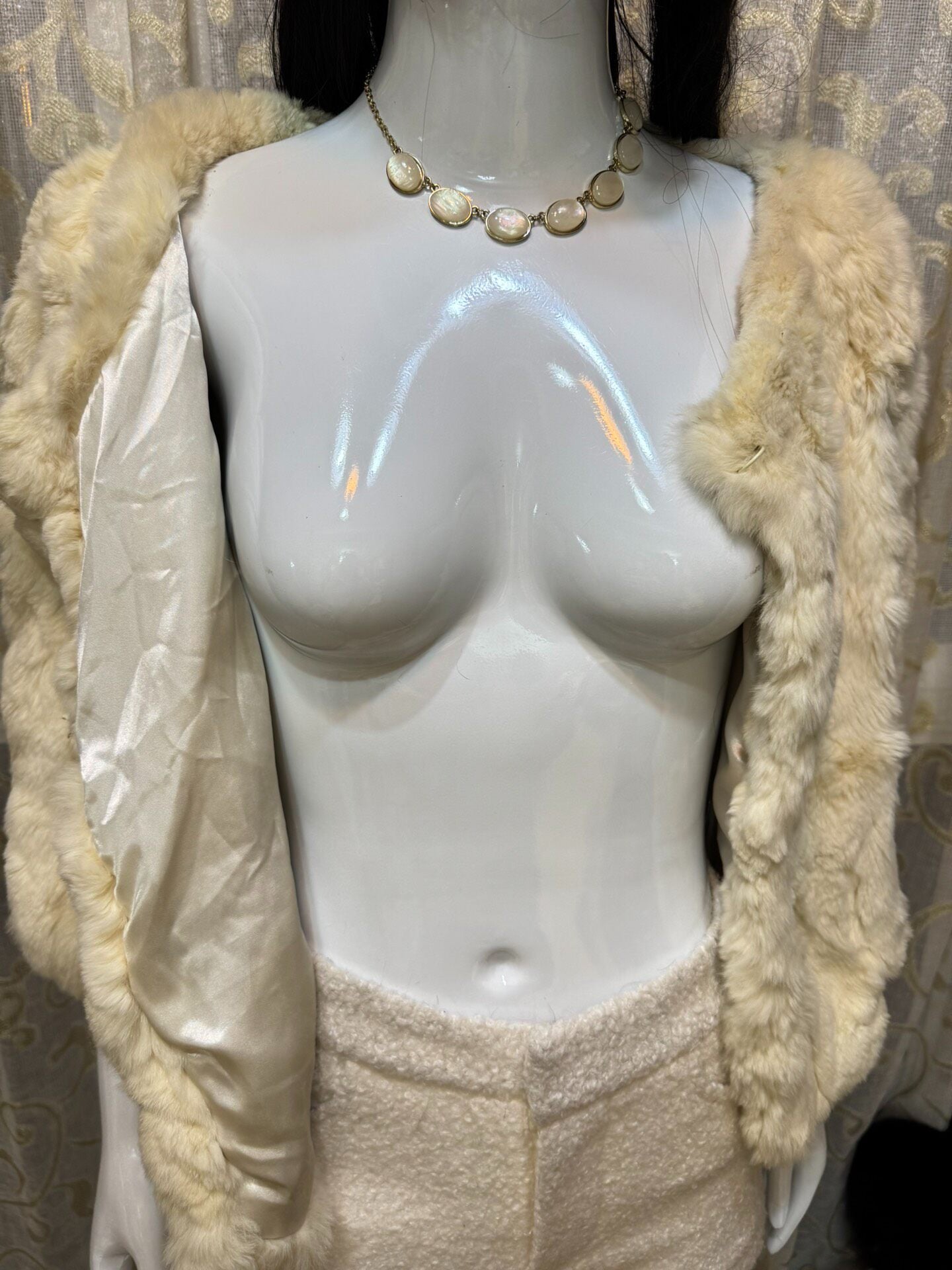 Vintage Beige Genuine Fur Coat