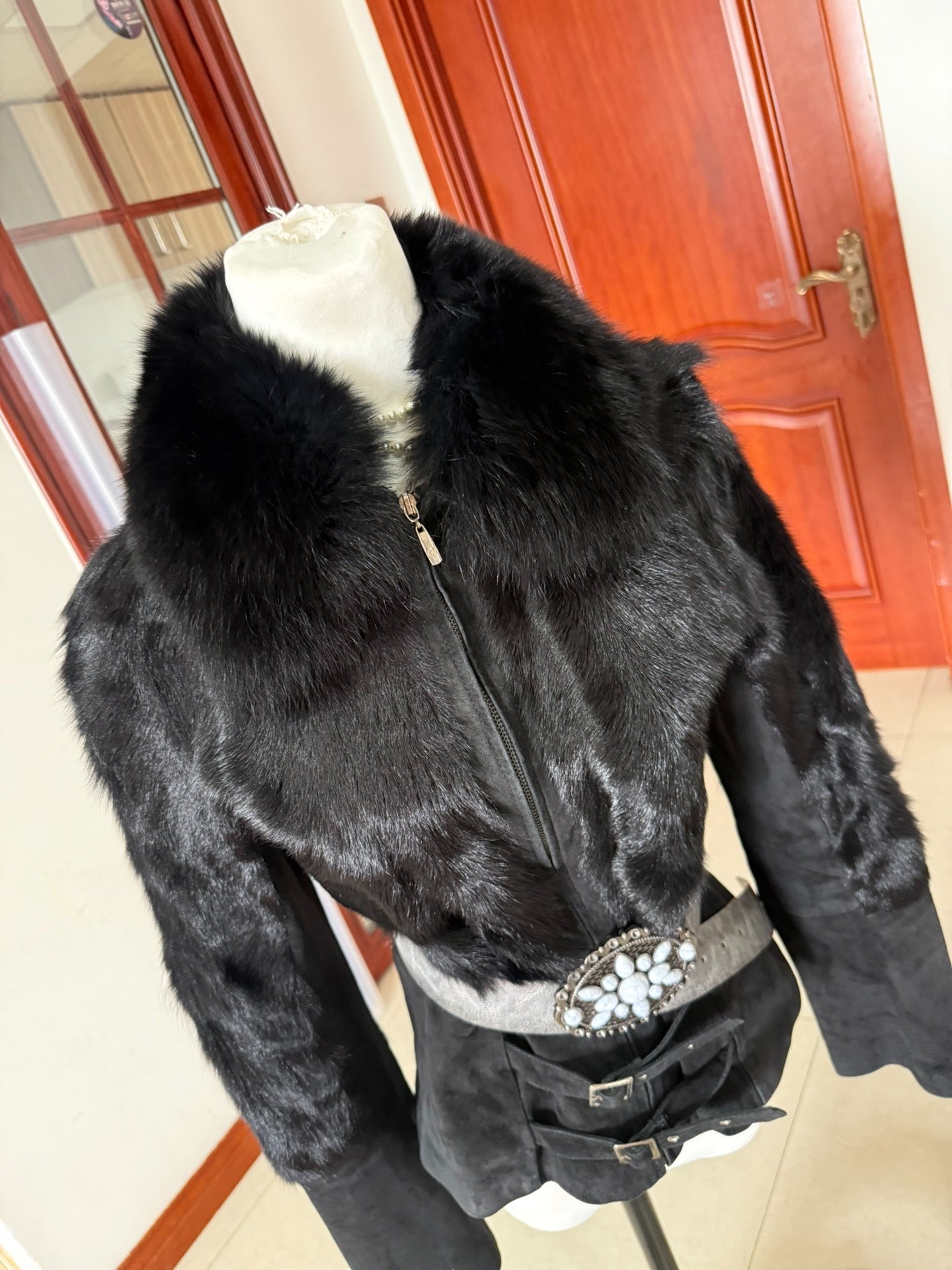 Vintage black fox fur coat