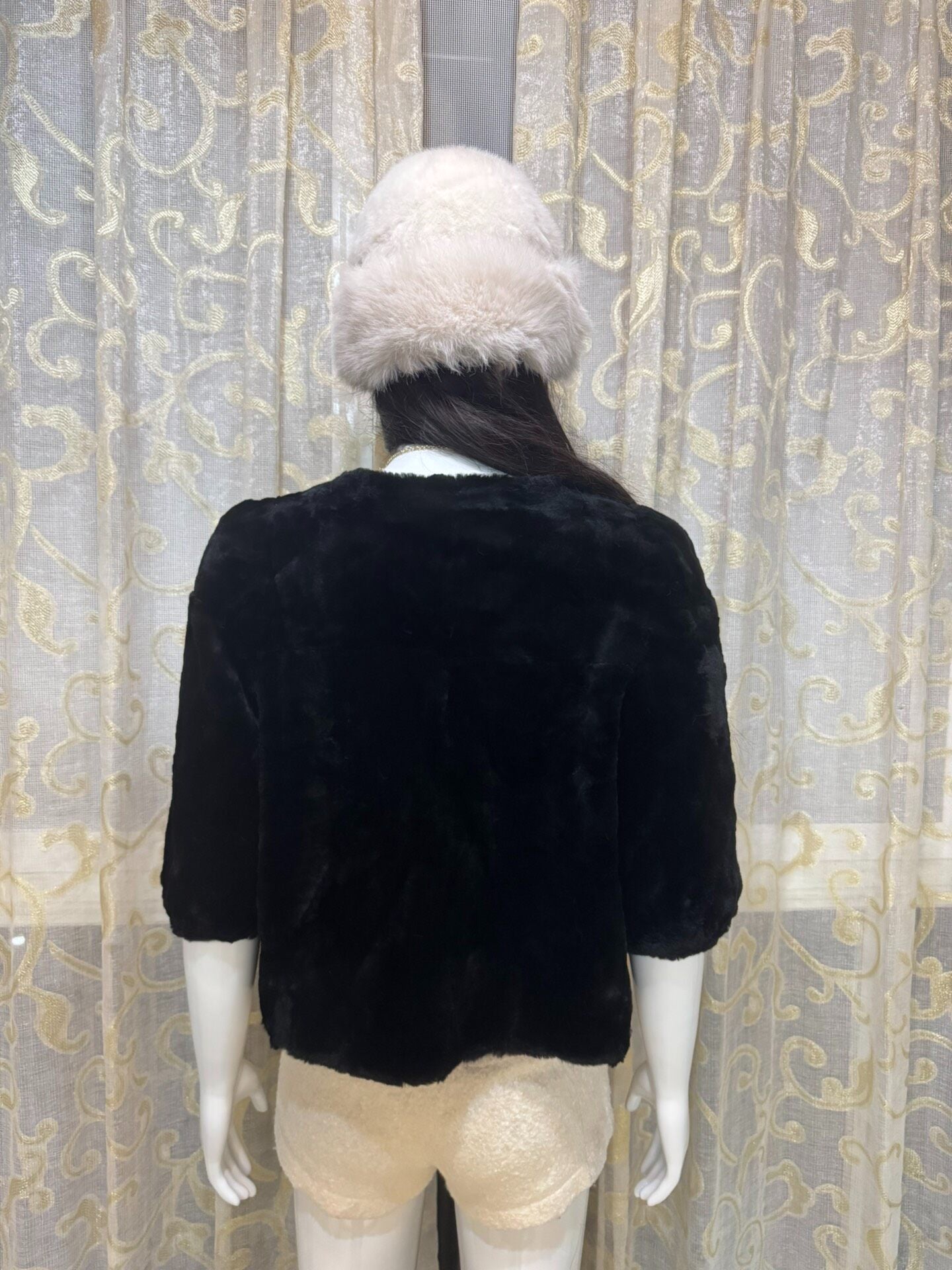 Vintage Black Genuine Fur Coat
