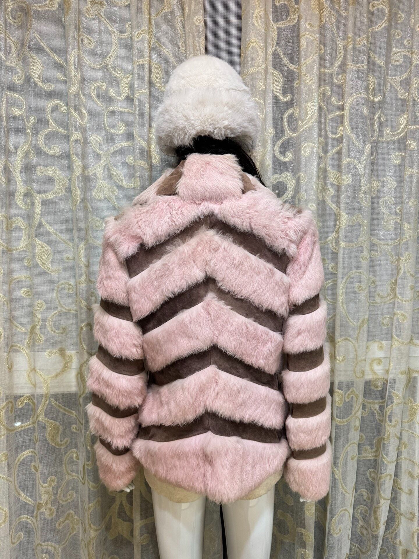 Vintage Pink Genuine Fur Coat