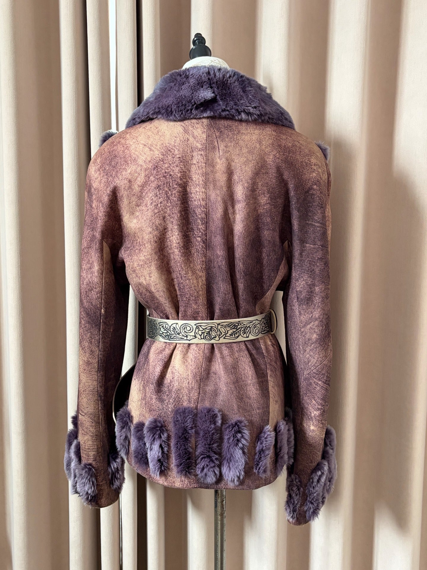 Vintage purple genuine fur coat