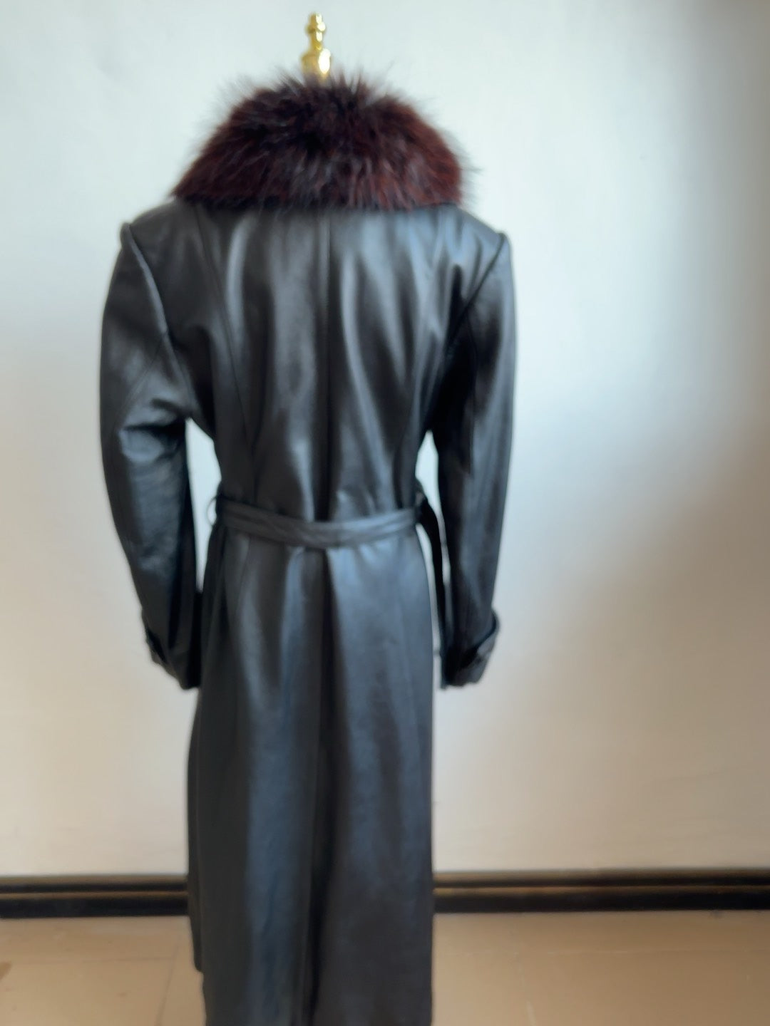 Vintage genuine leather long coat