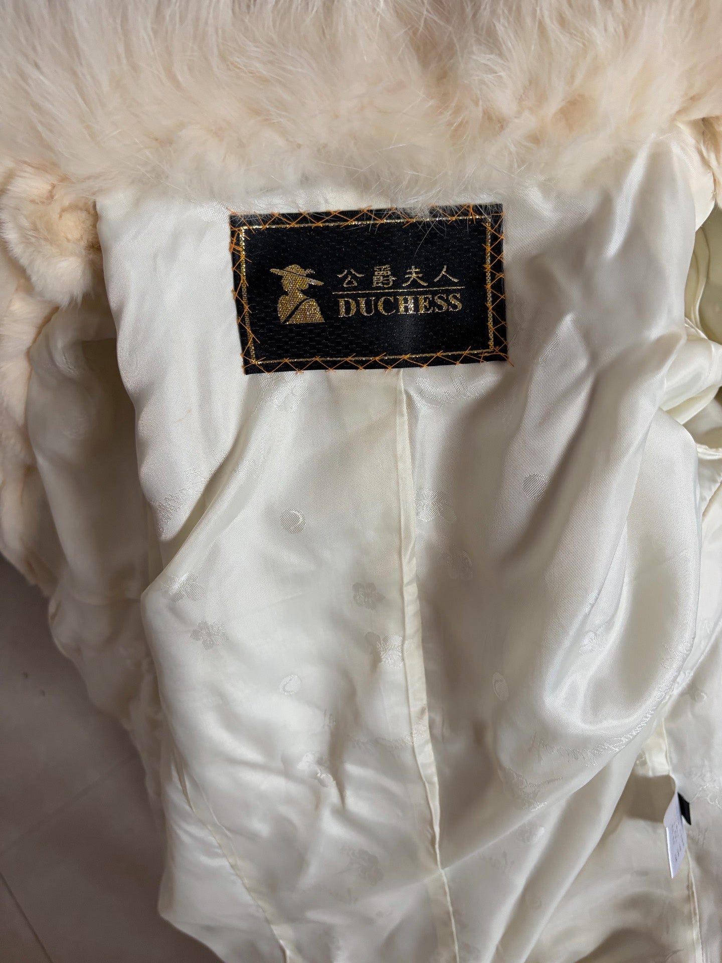 Vintage beige real fur coat