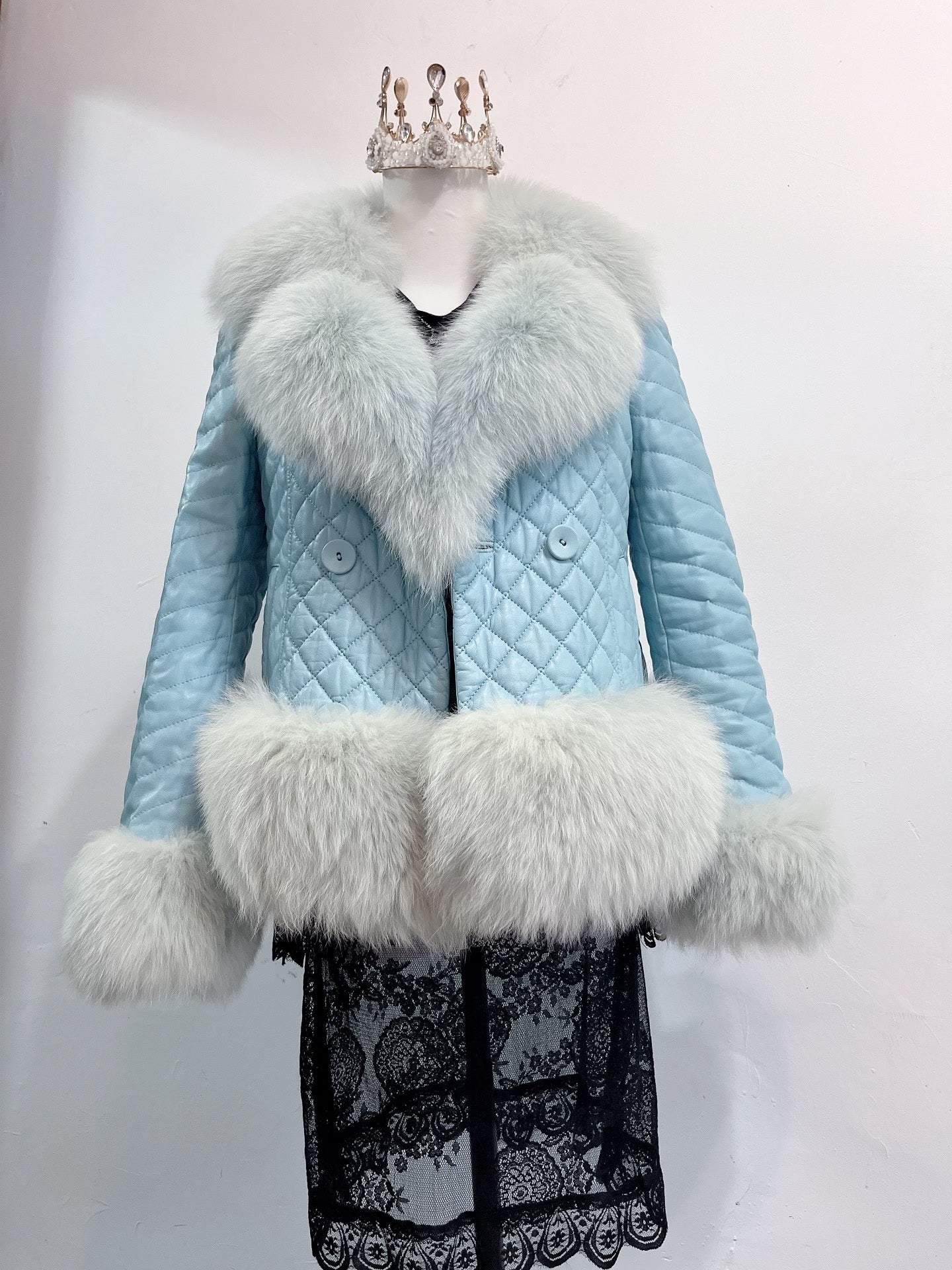 Vintage Blue Genuine Fur Coat