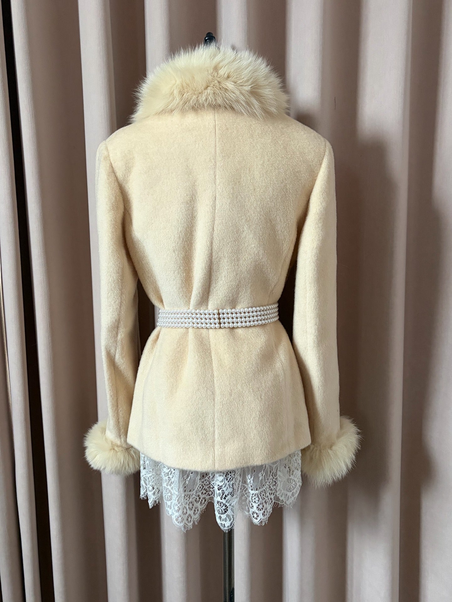Vintage genuine fur coat, off-white