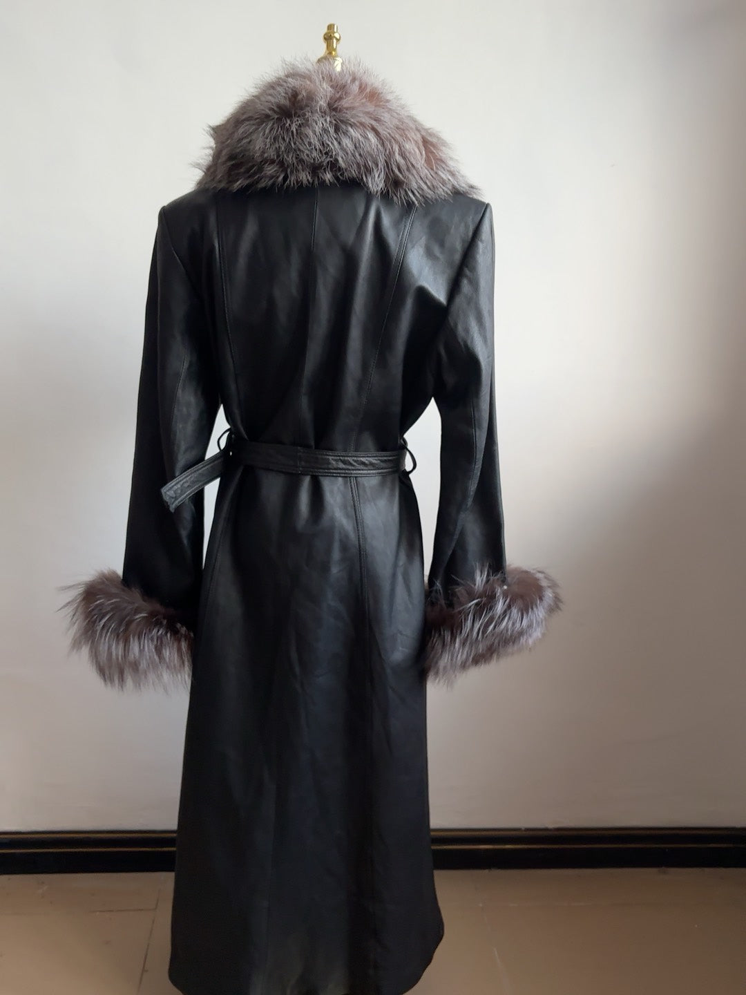 Vintage genuine leather long coat