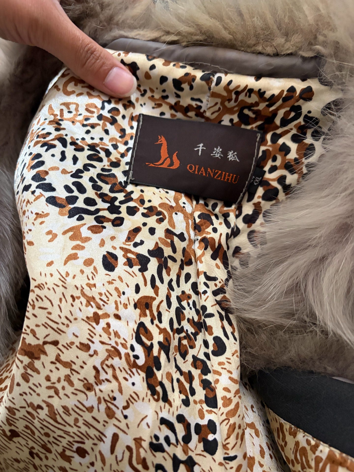 Vintage grey genuine fur coat