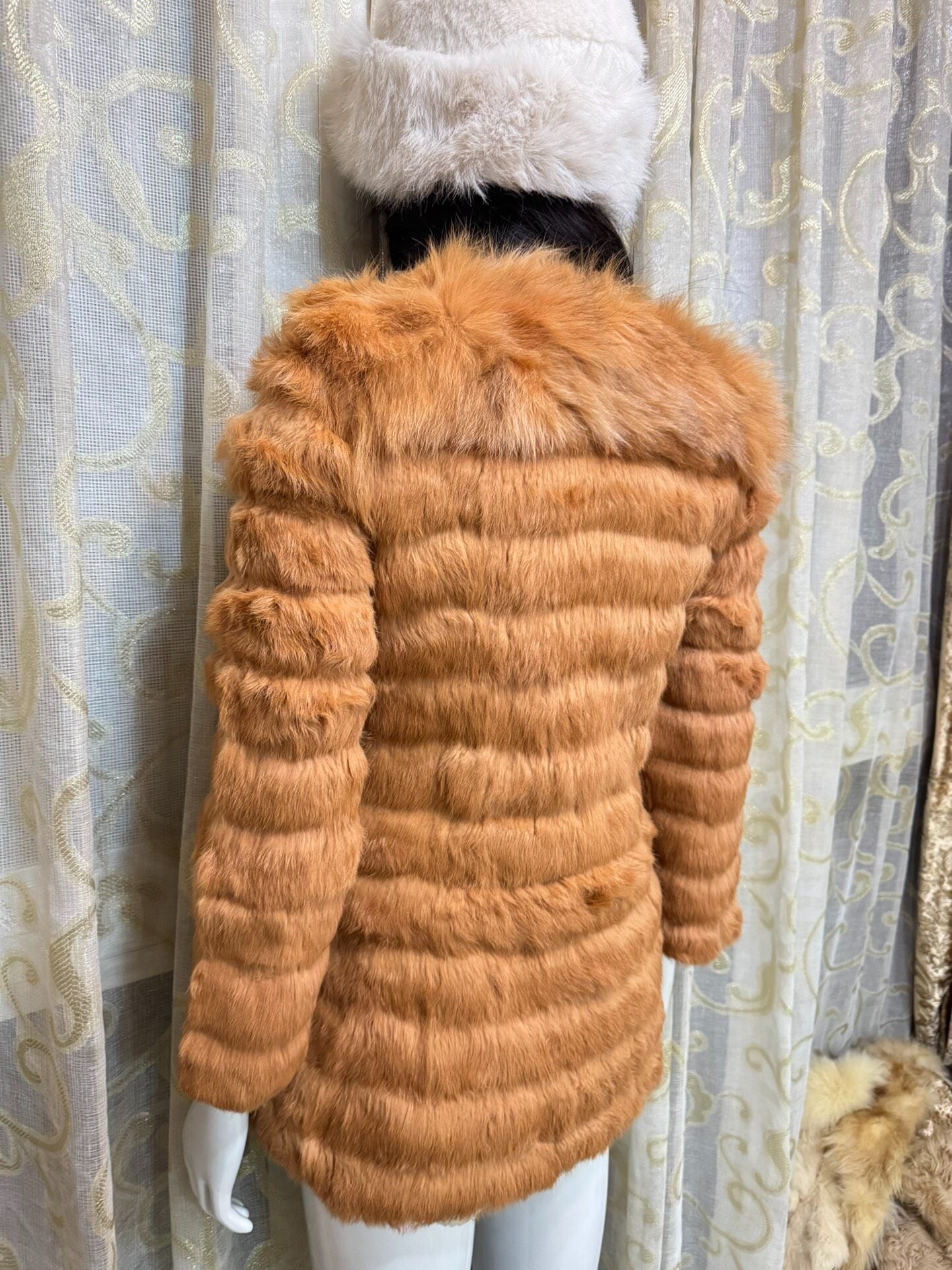 Vintage Orange-Brown Genuine Fur Coat