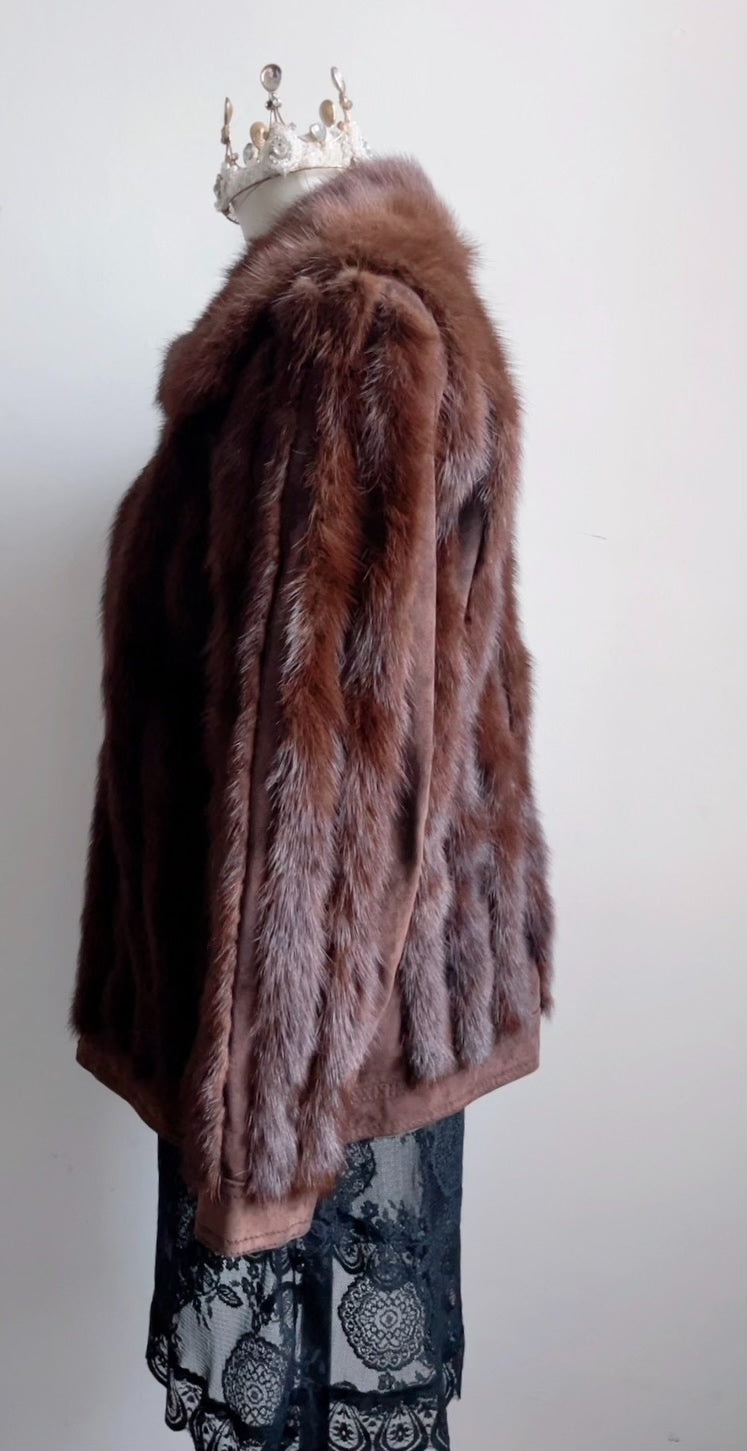 Vintage Dark Brown Genuine Fur Coat