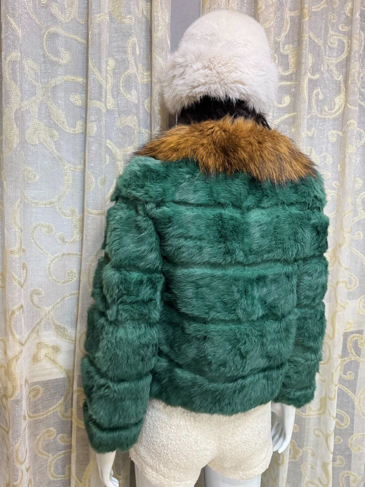 Vintage Dark Green Genuine Fur Coat