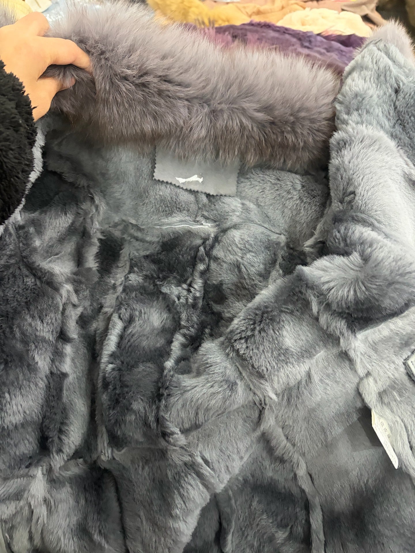 Vintage light gray mid-length genuine fur coat