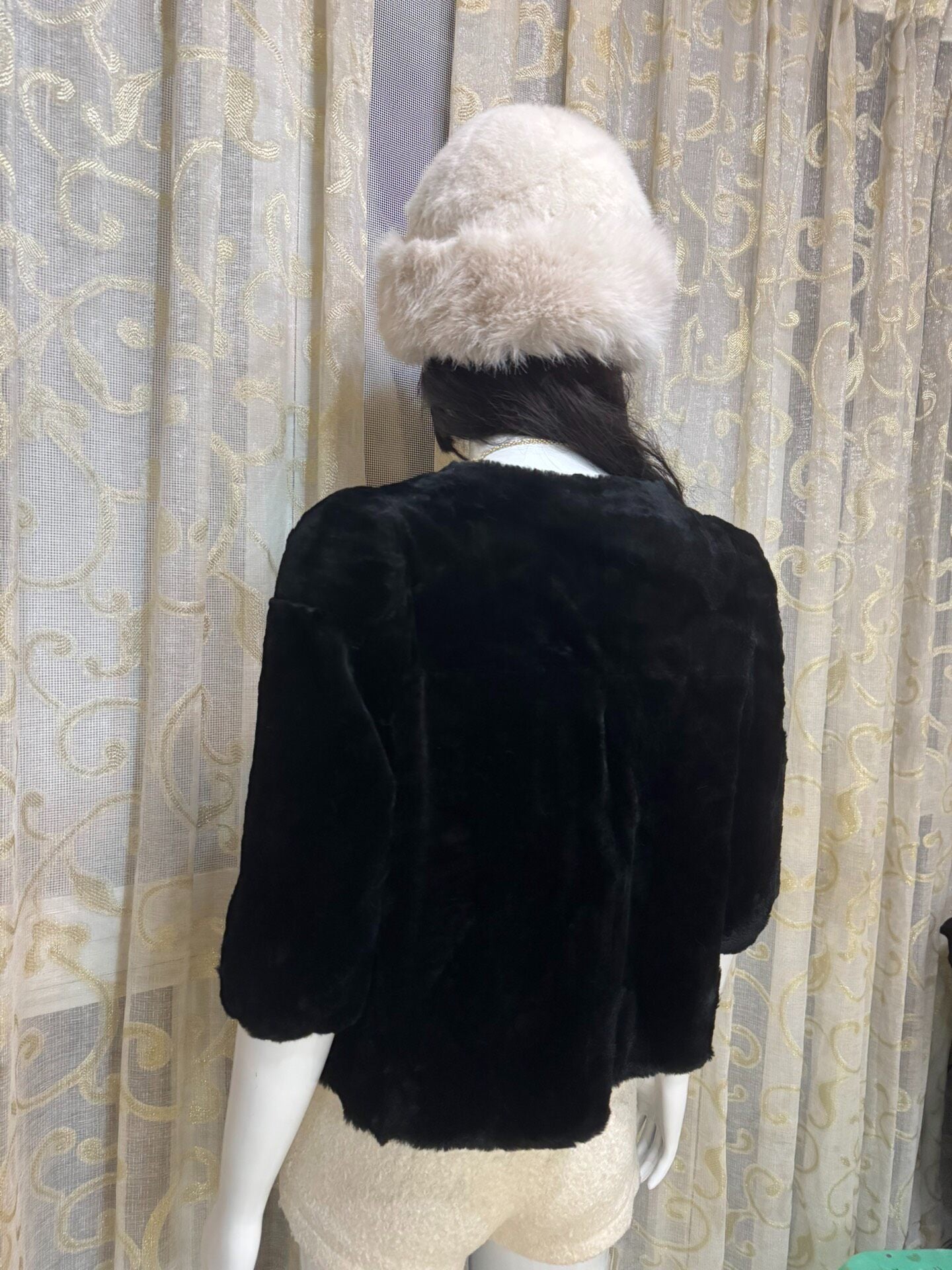 Vintage Black Genuine Fur Coat