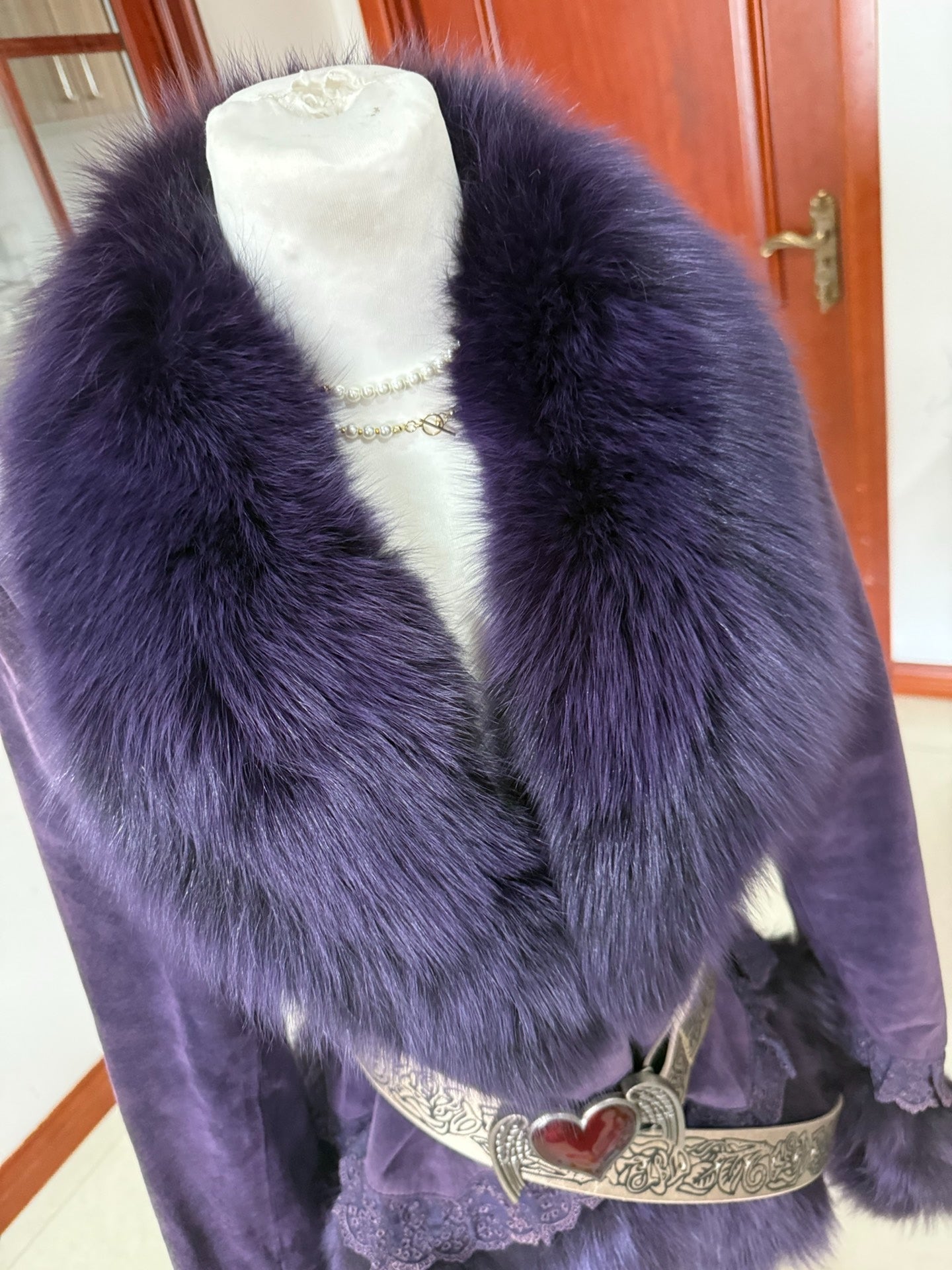 Vintage purple genuine fur coat