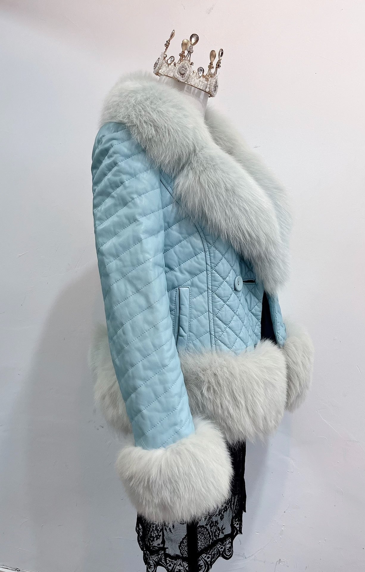 Vintage Blue Genuine Fur Coat