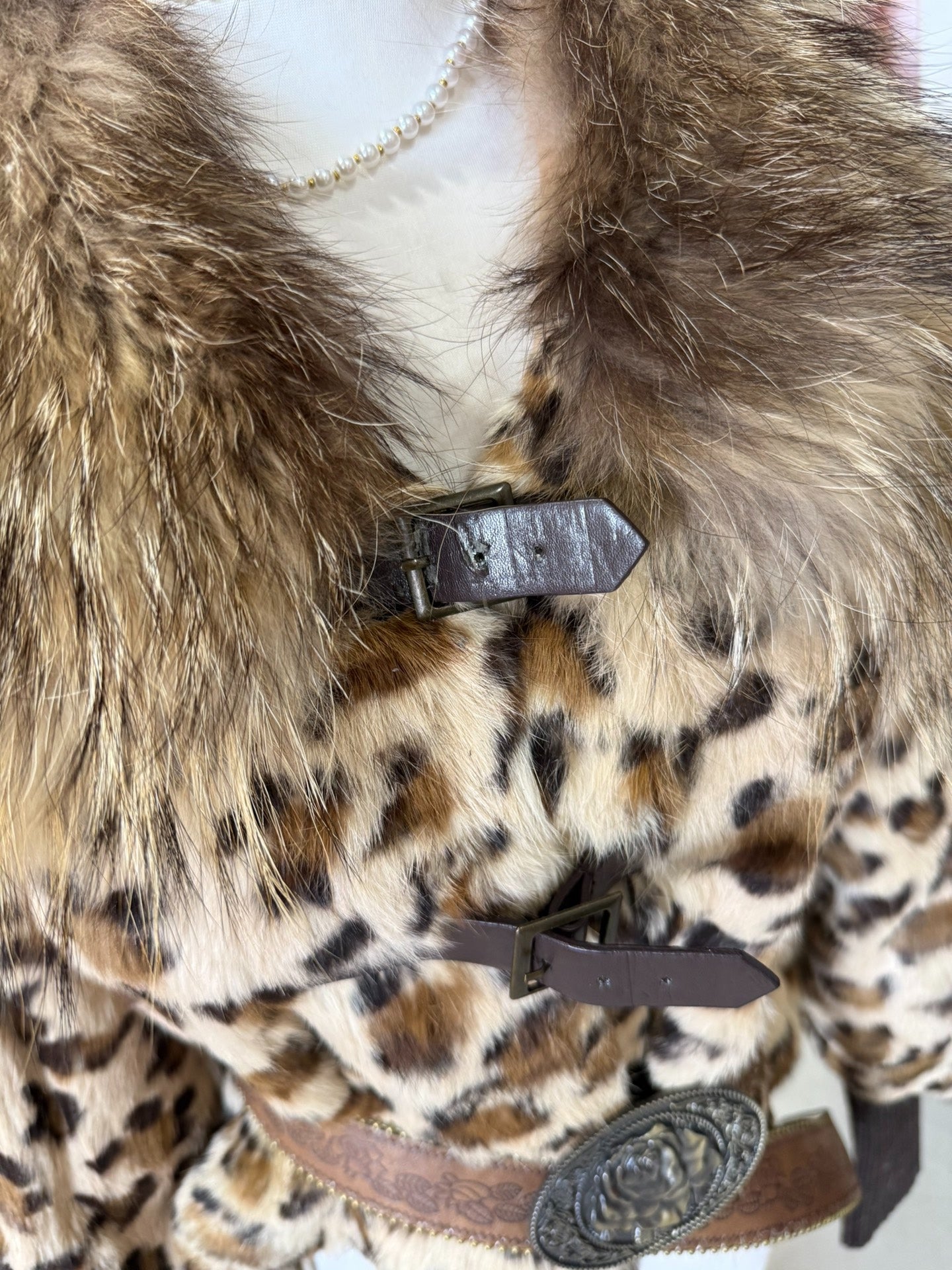 Vintage leopard-print rabbit fur coat
