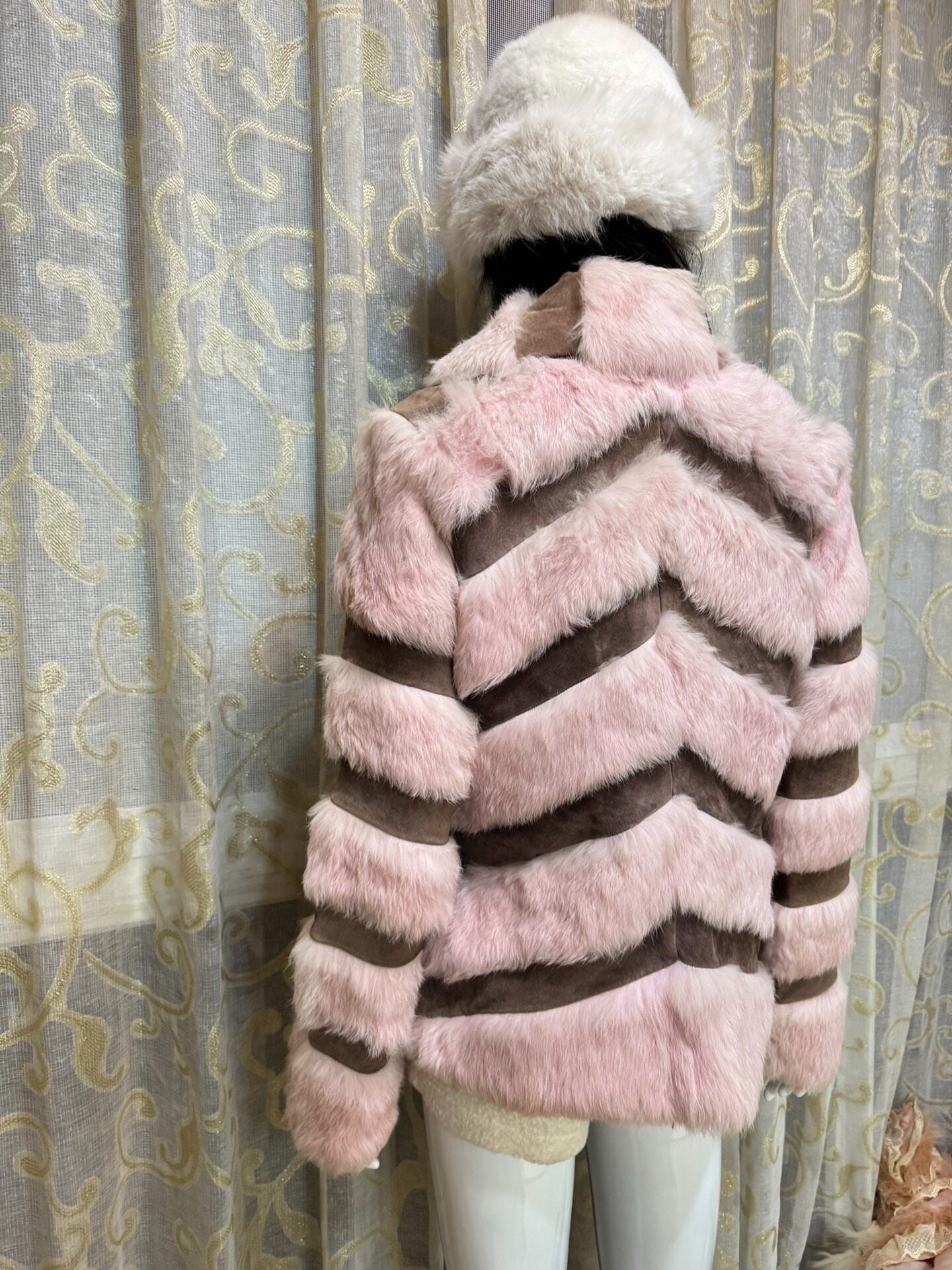 Vintage Pink Genuine Fur Coat