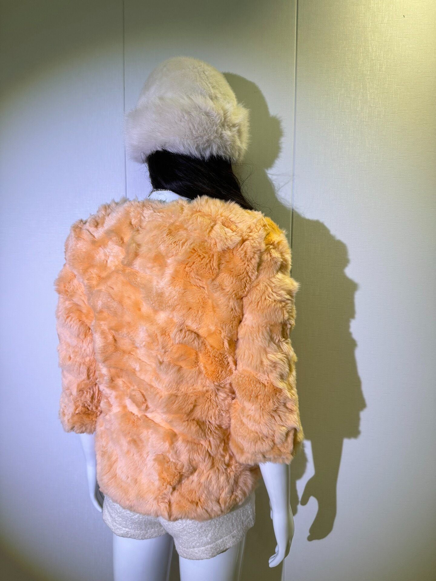 Vintage Orange Genuine Fur Coat