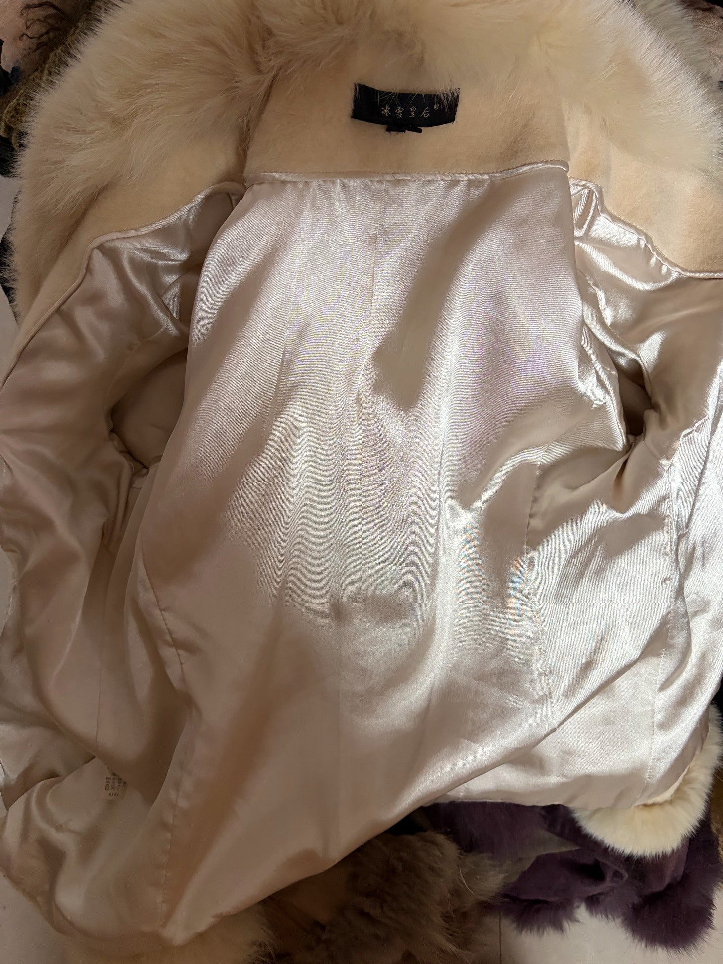 Vintage genuine fur coat, off-white