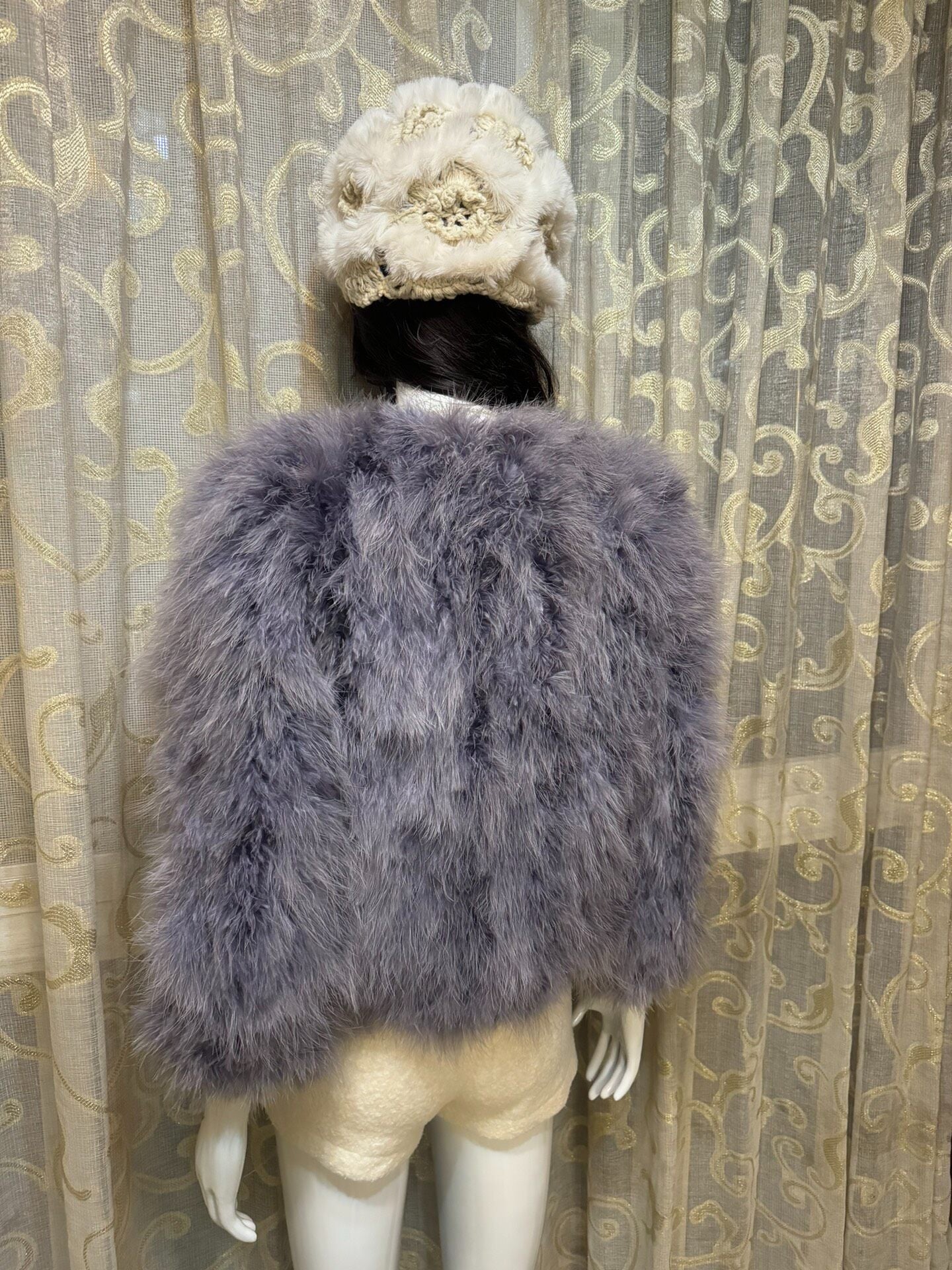 Vintage Blue-Purple Genuine Fur Coat