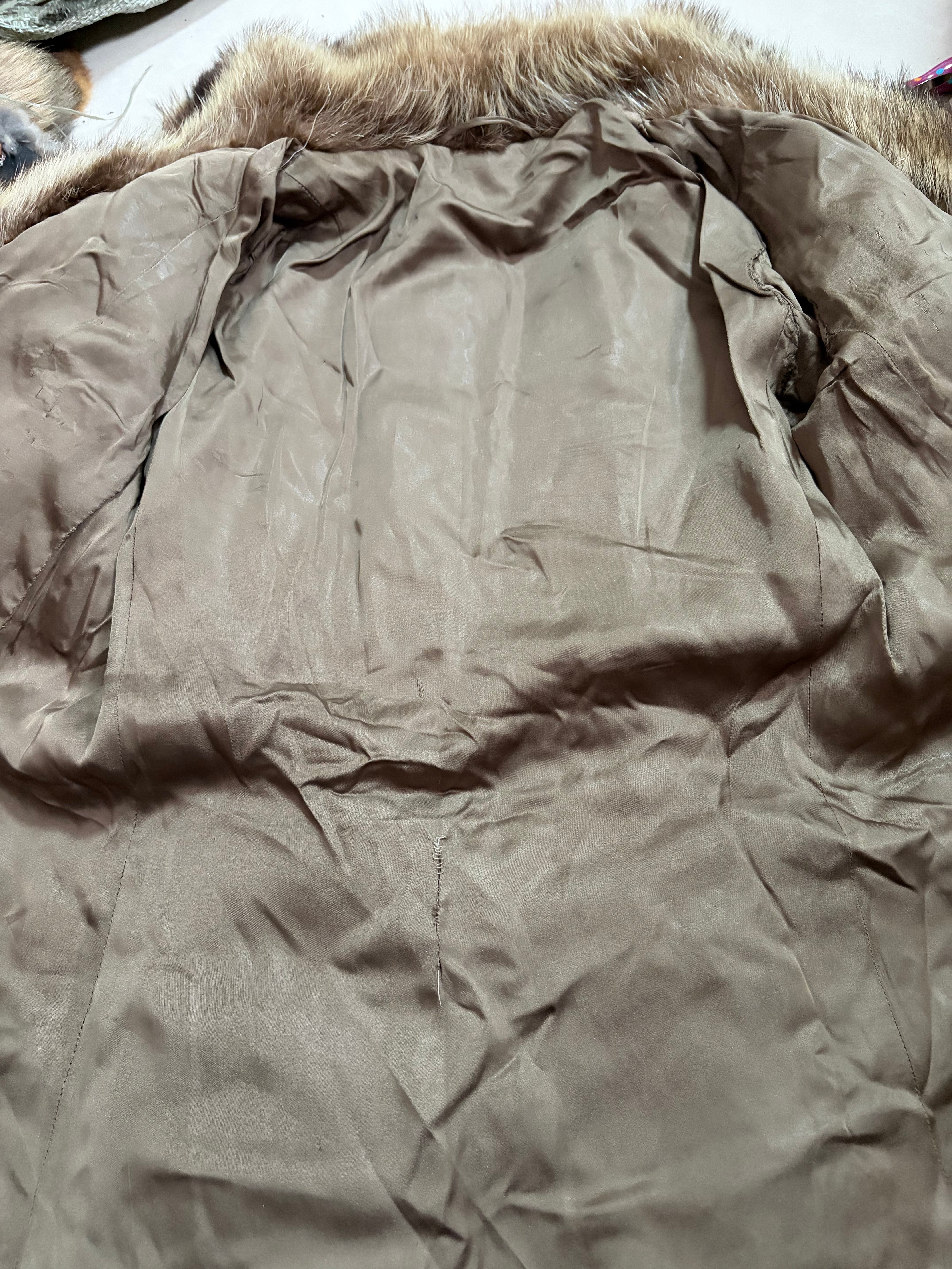 Vintage genuine fur and leather patchwork coat