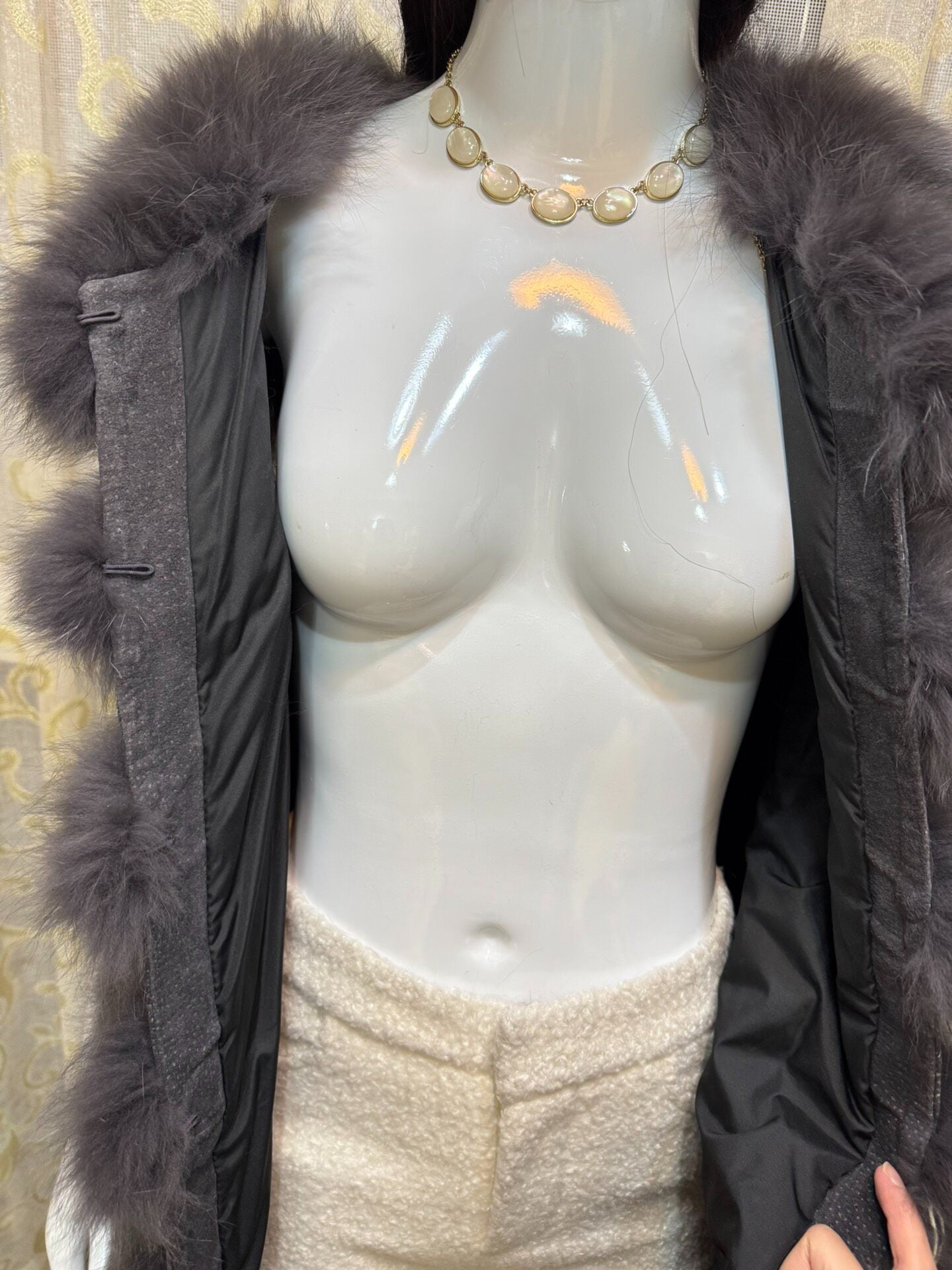 Vintage Charcoal Grey Genuine Fur Vest