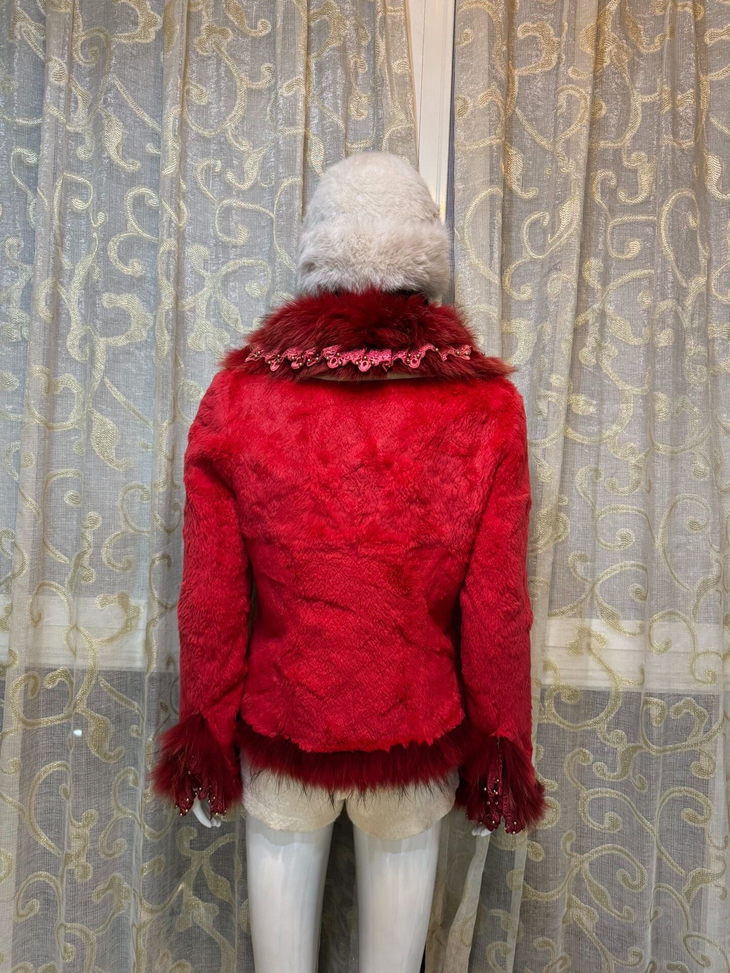 Vintage Red Genuine Fur Coat