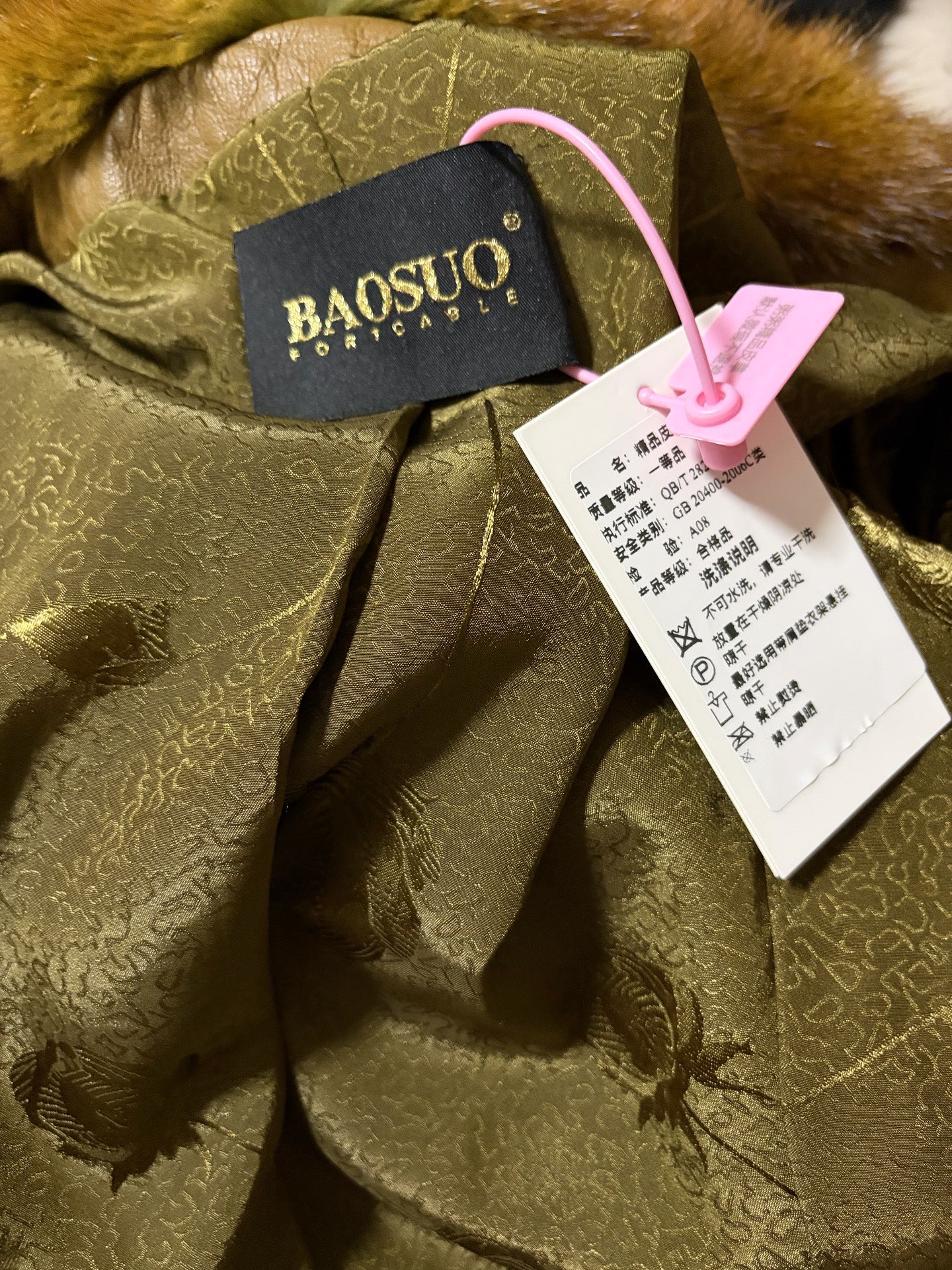 Vintage green genuine fur coat