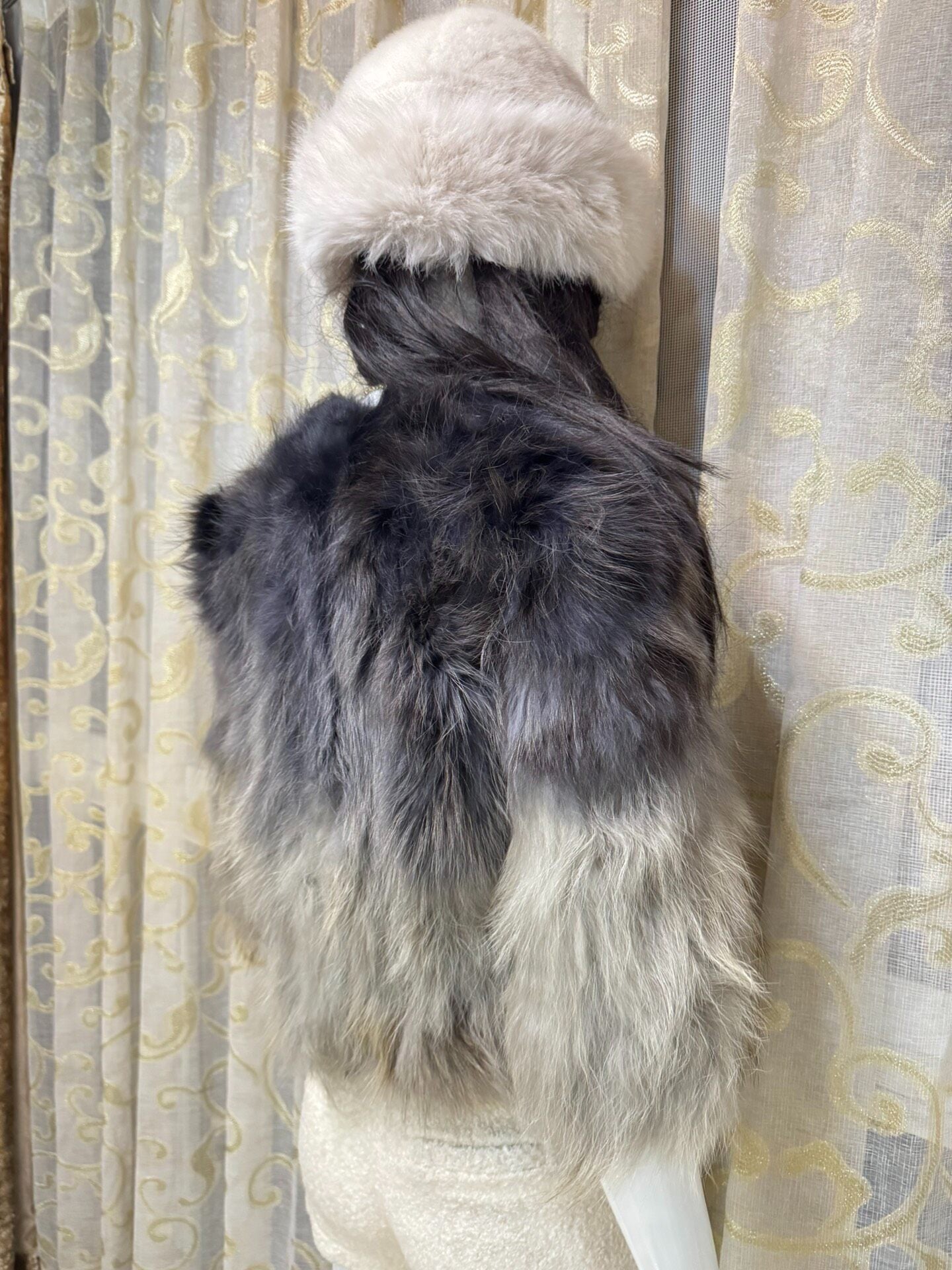 Vintage blue-grey genuine fur coat