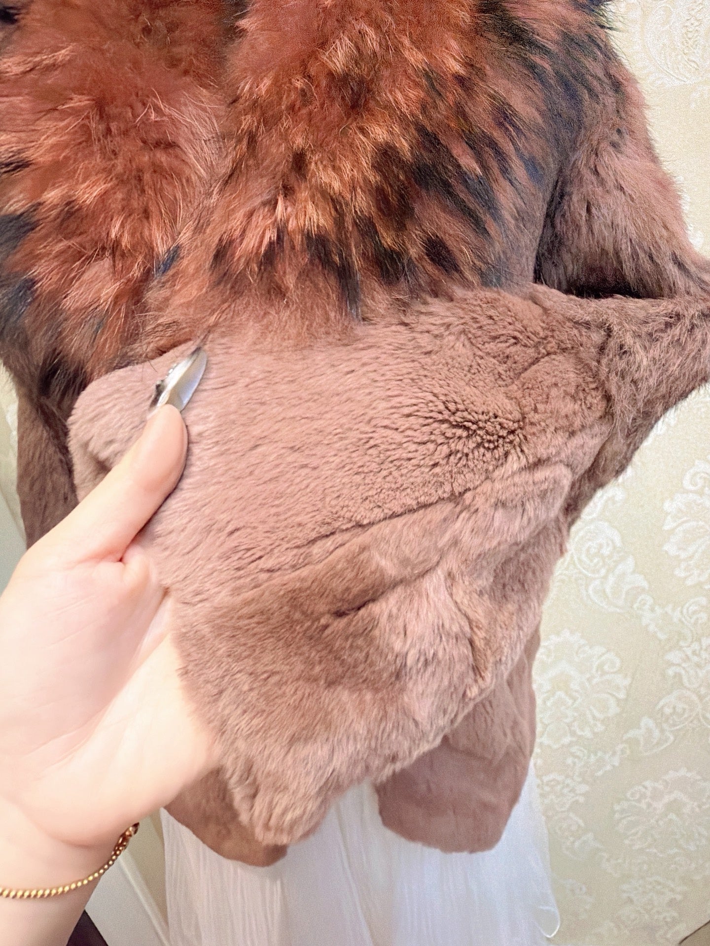 Vintage dusty rose brown genuine fur coat
