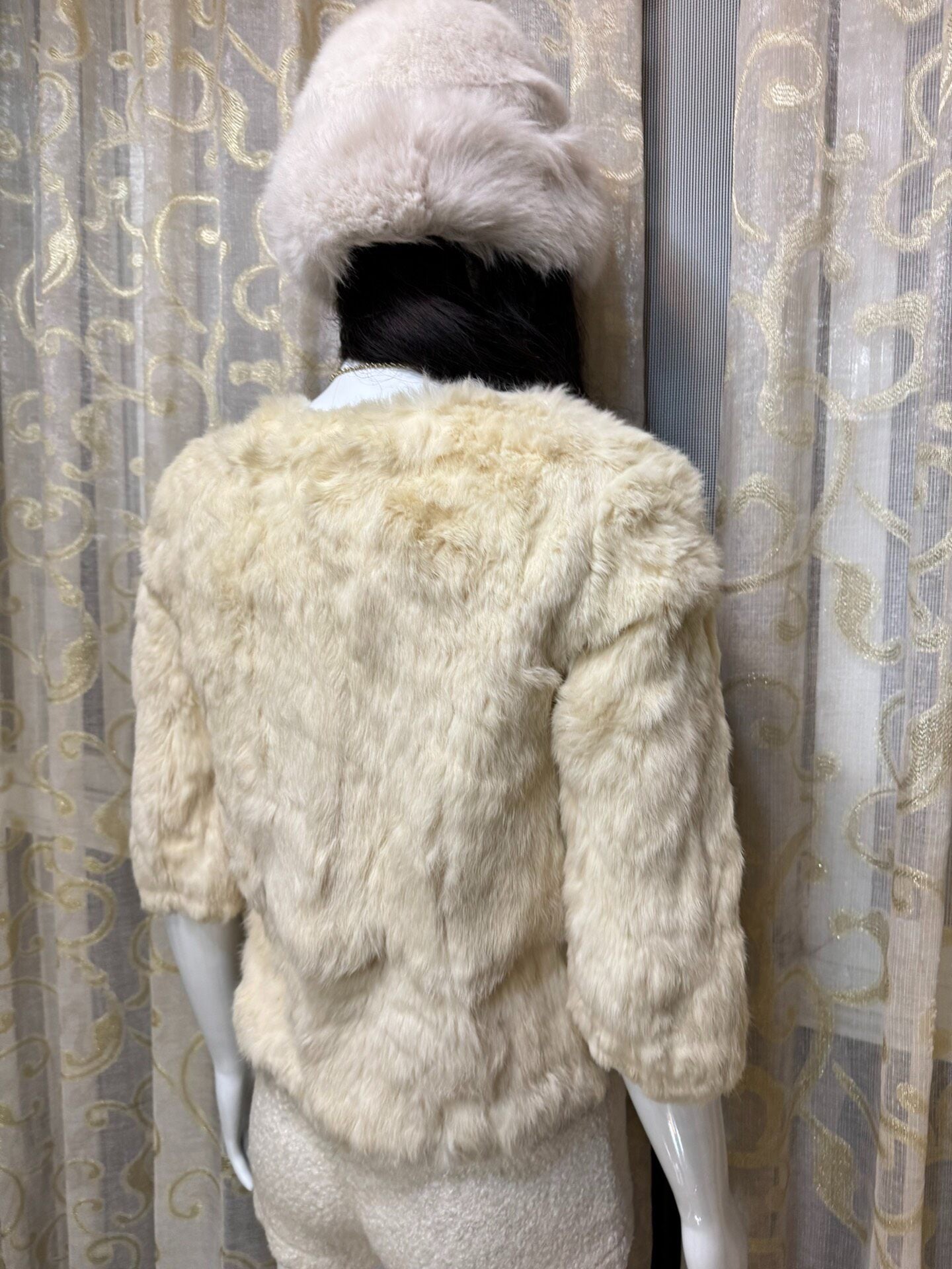 Vintage White Genuine Fur Coat
