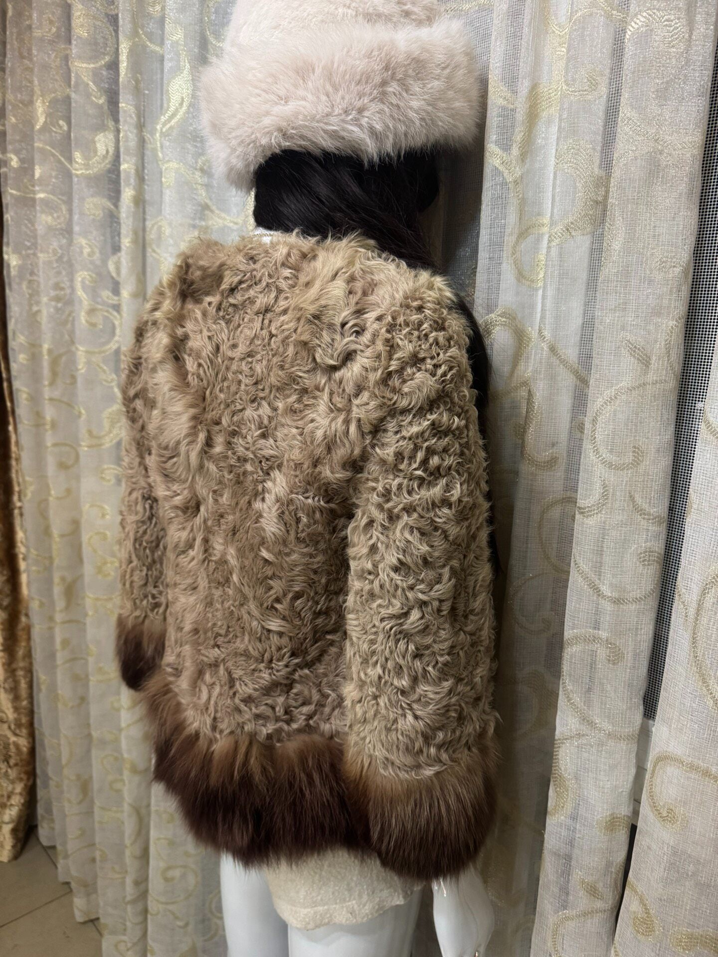 Vintage brown genuine fur coat