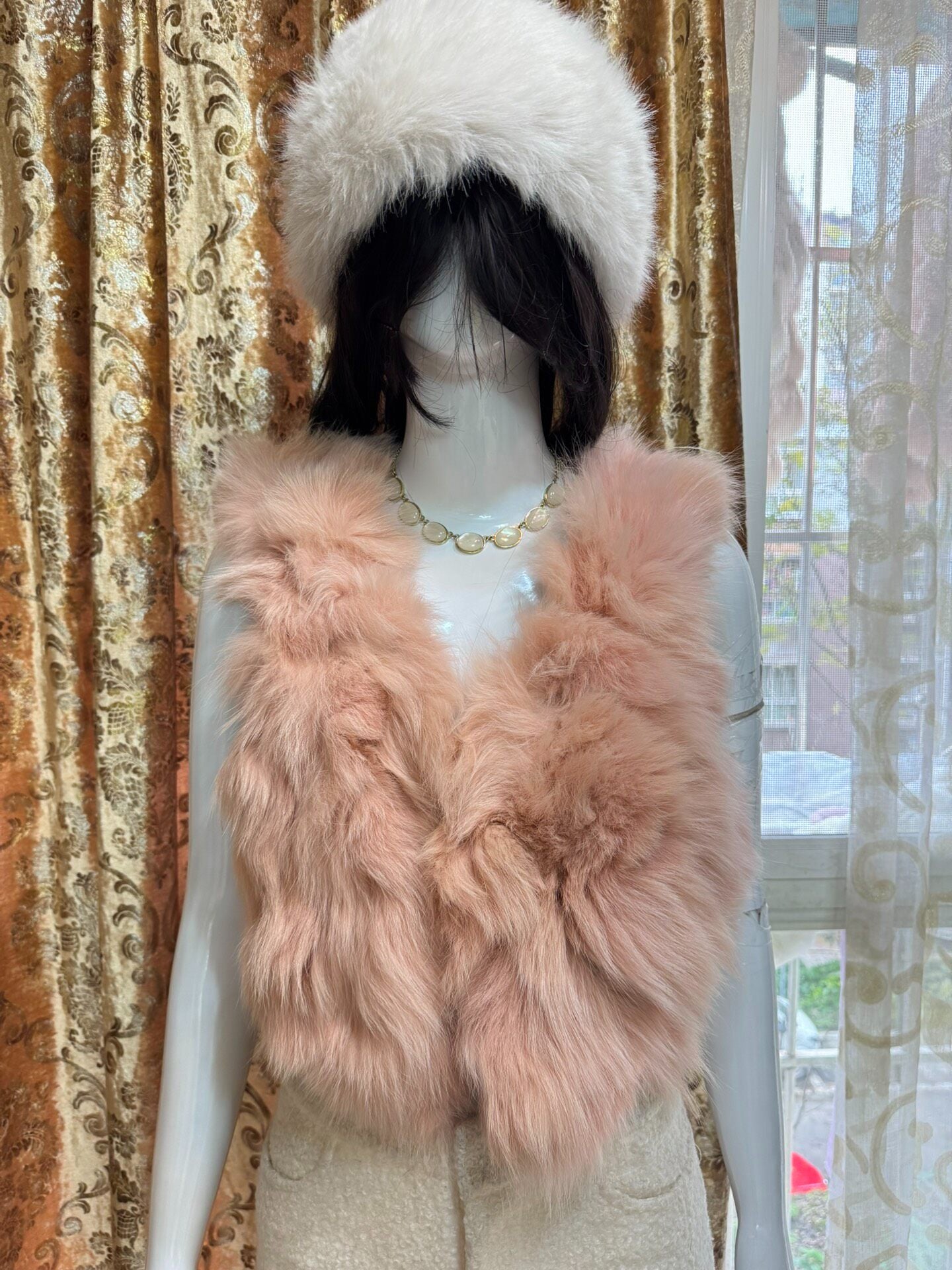 Vintage Pink Genuine Fur Coat