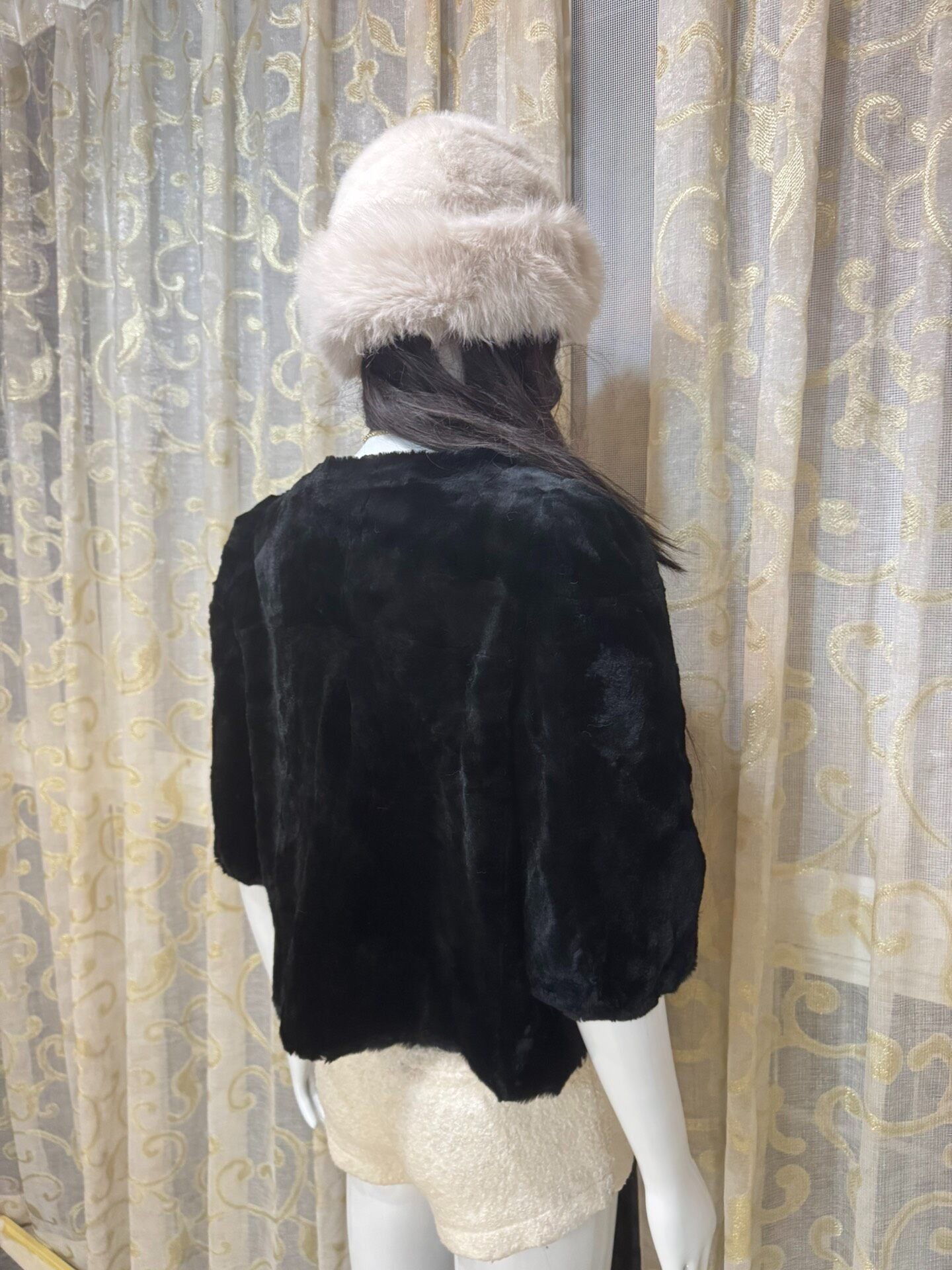 Vintage Black Genuine Fur Coat