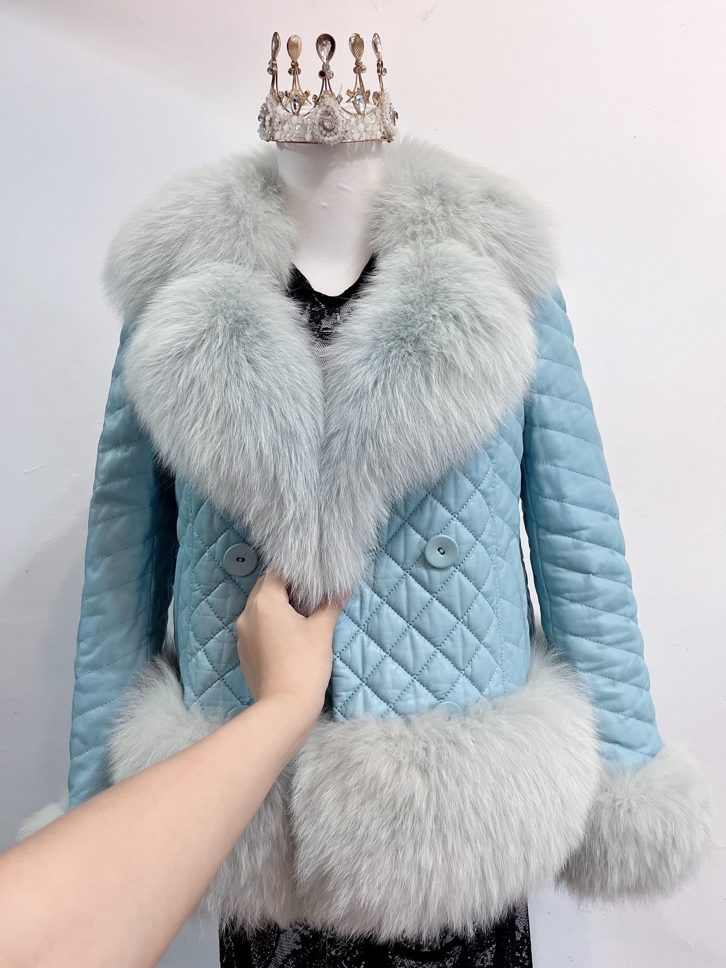 Vintage Blue Genuine Fur Coat