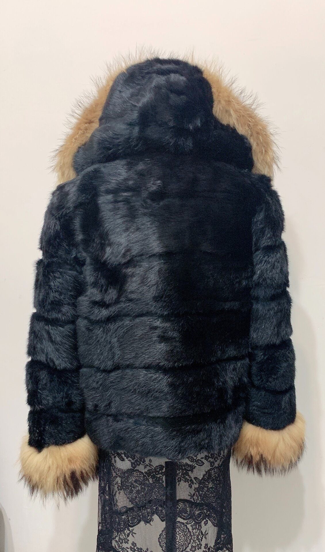 Vintage Black Genuine Fur Coat