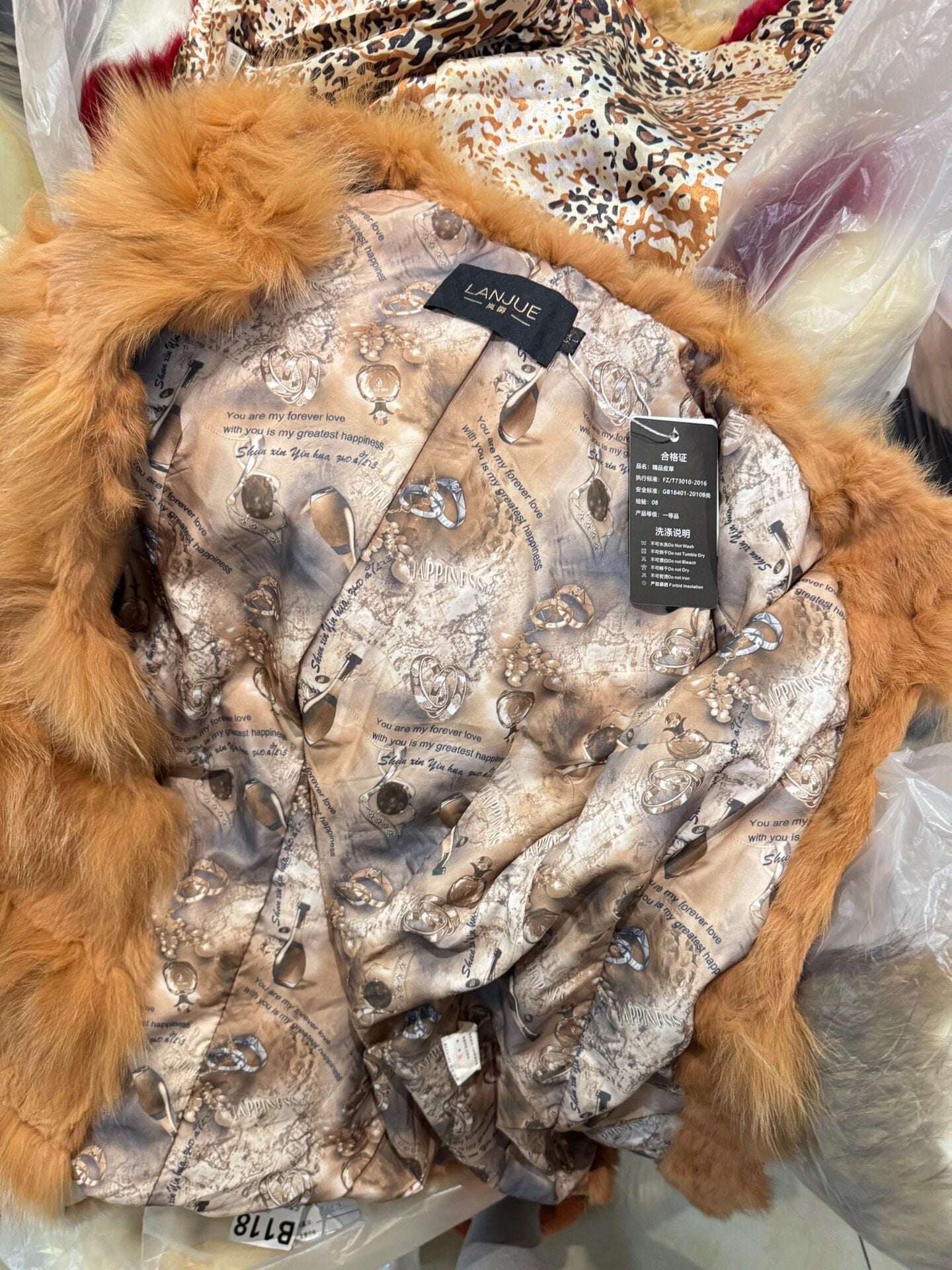 Vintage Orange-Brown Genuine Fur Coat