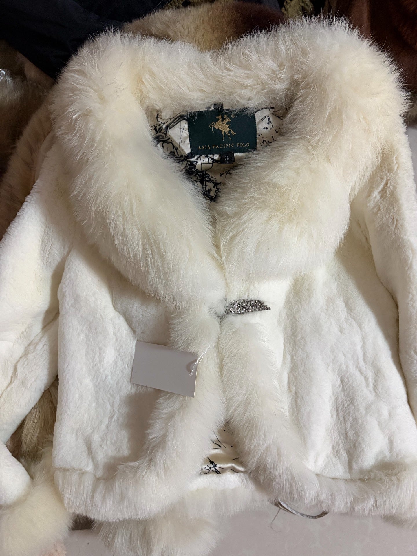 Vintage white genuine fur coat