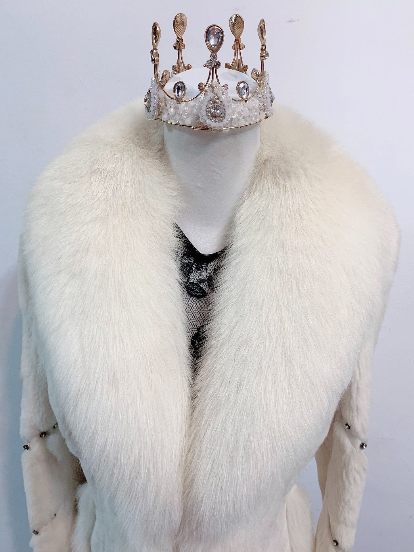 Vintage White Genuine Fur Coat