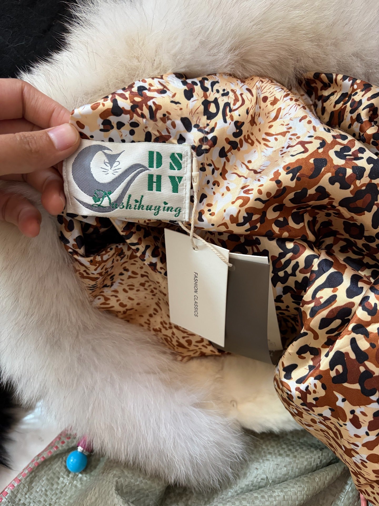 Vintage cream genuine fur shawl coat