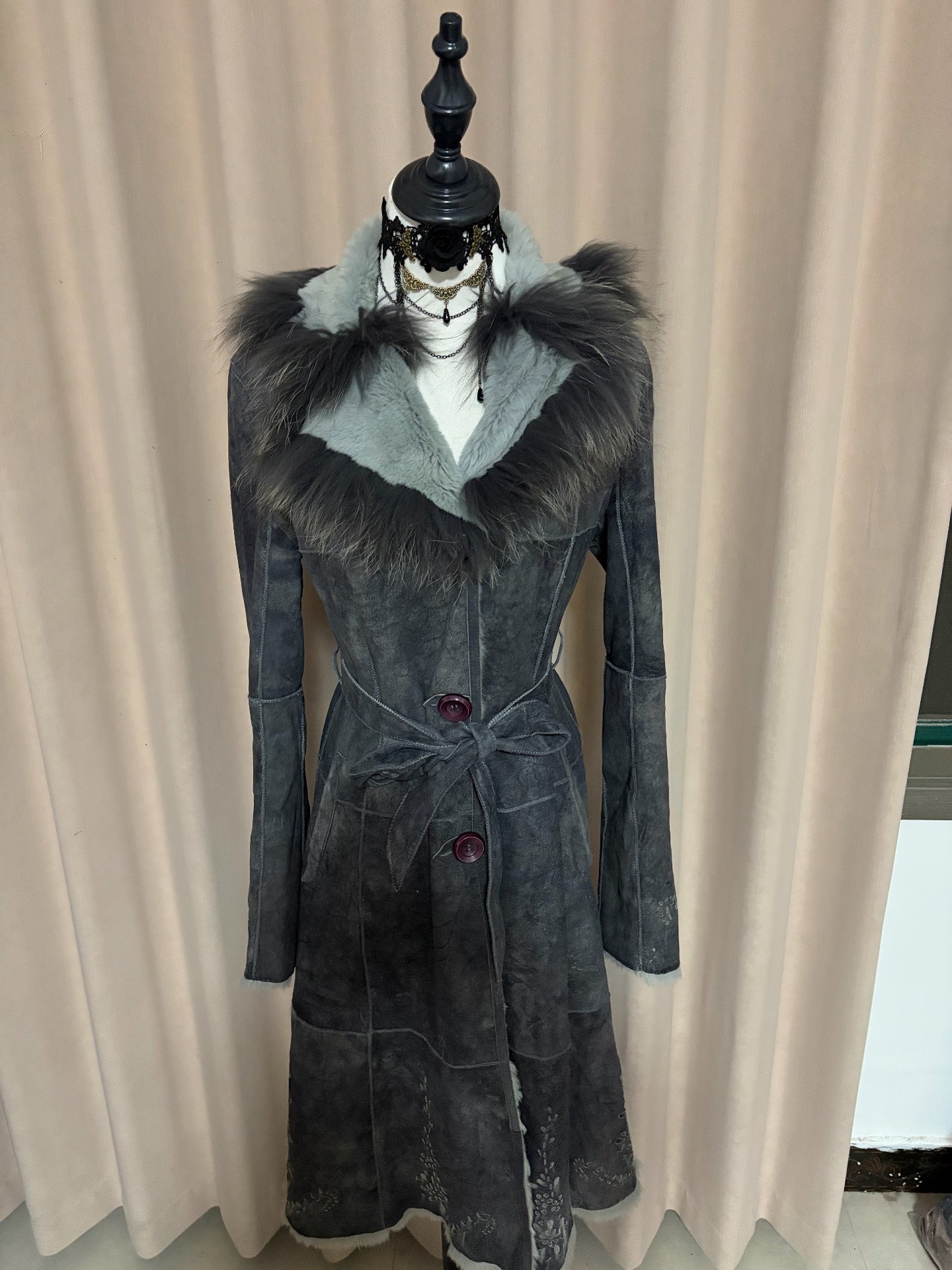 Vintage long genuine fur coat