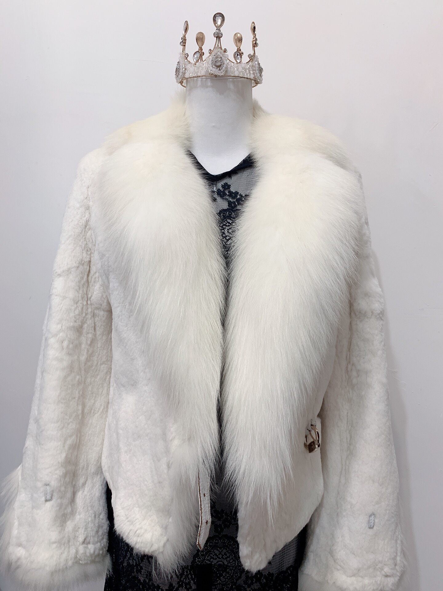 Vintage White Genuine Fur Coat