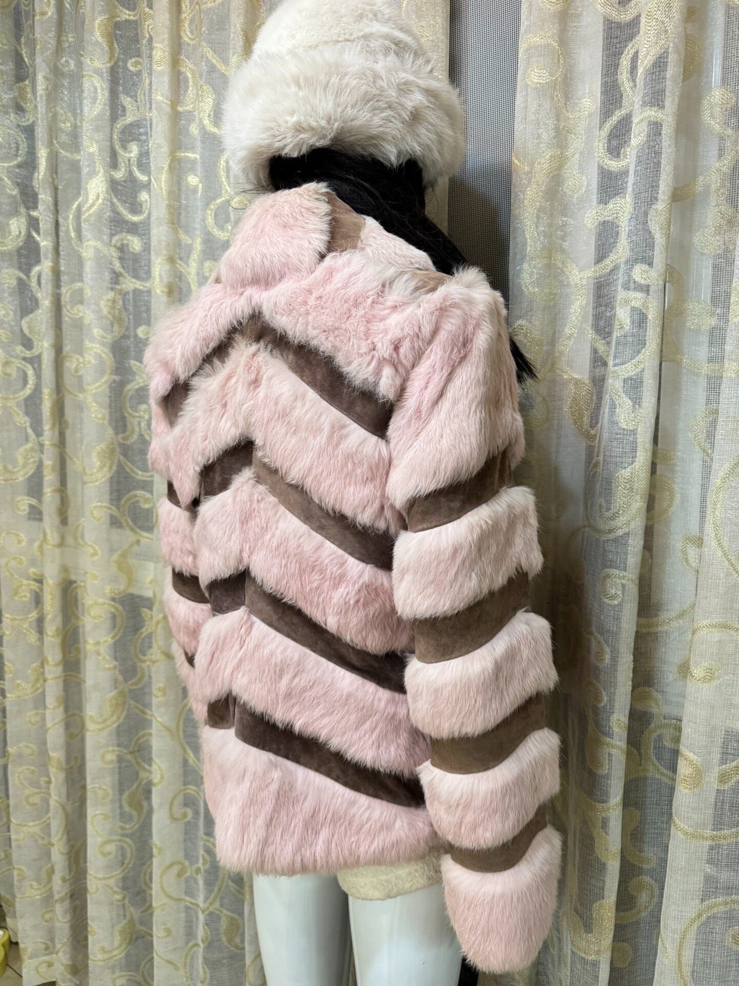 Vintage Pink Genuine Fur Coat