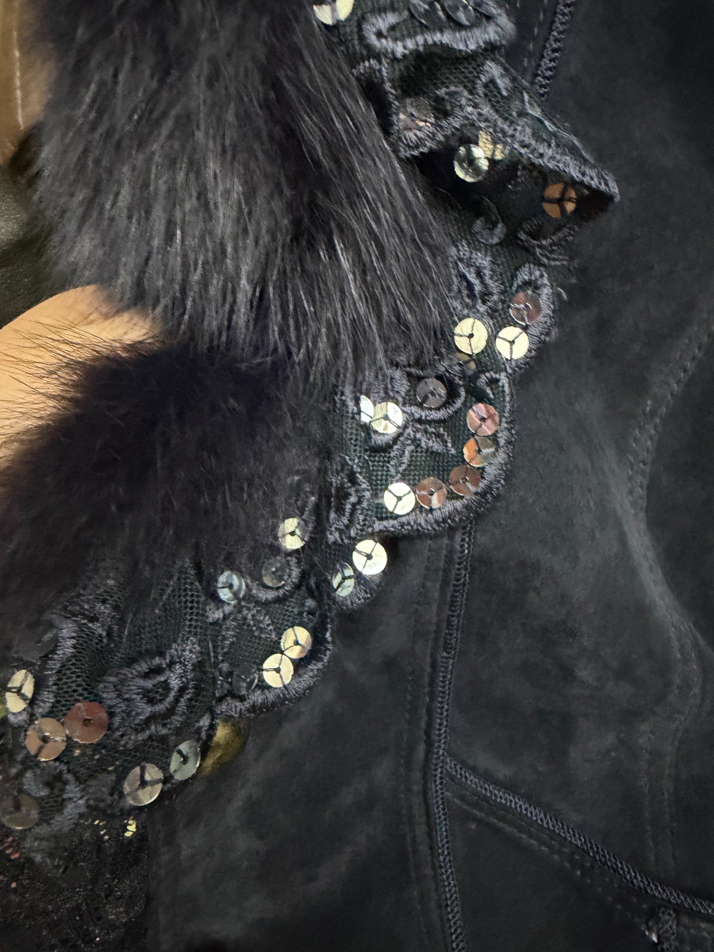 Vintage Dark Blue Genuine Fur Coat