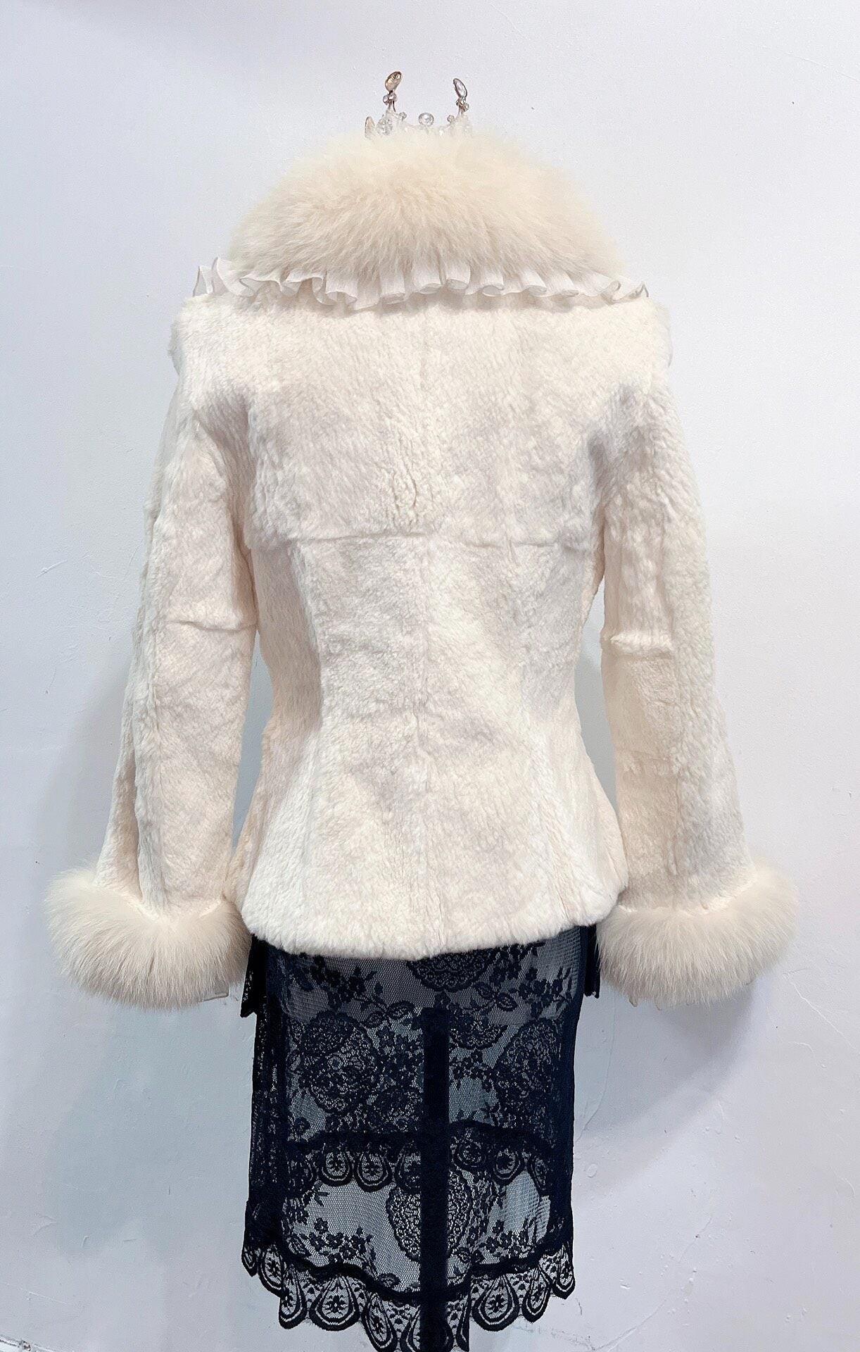 Vintage White Genuine Fur Coat
