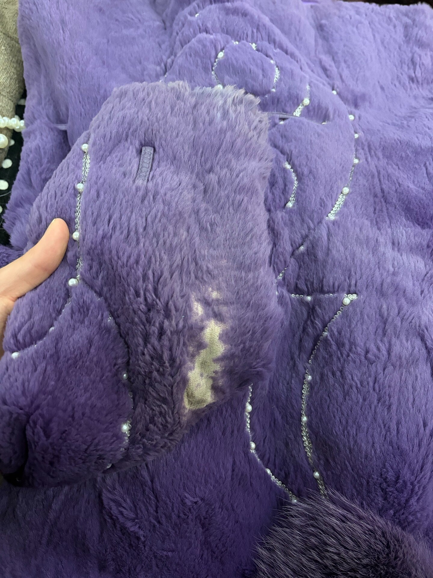 Vintage purple genuine fur coat
