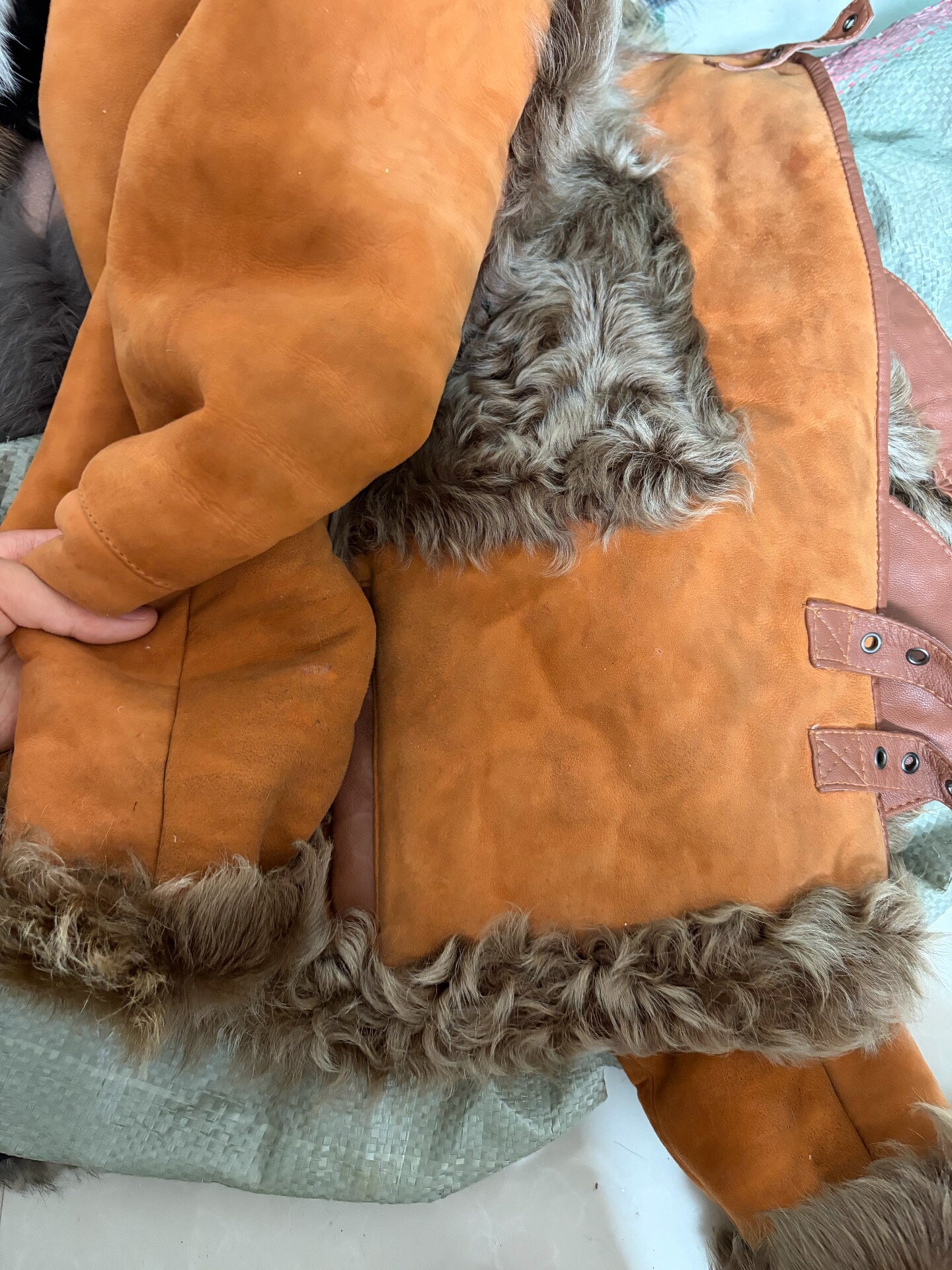 Vintage genuine fur and leather coat