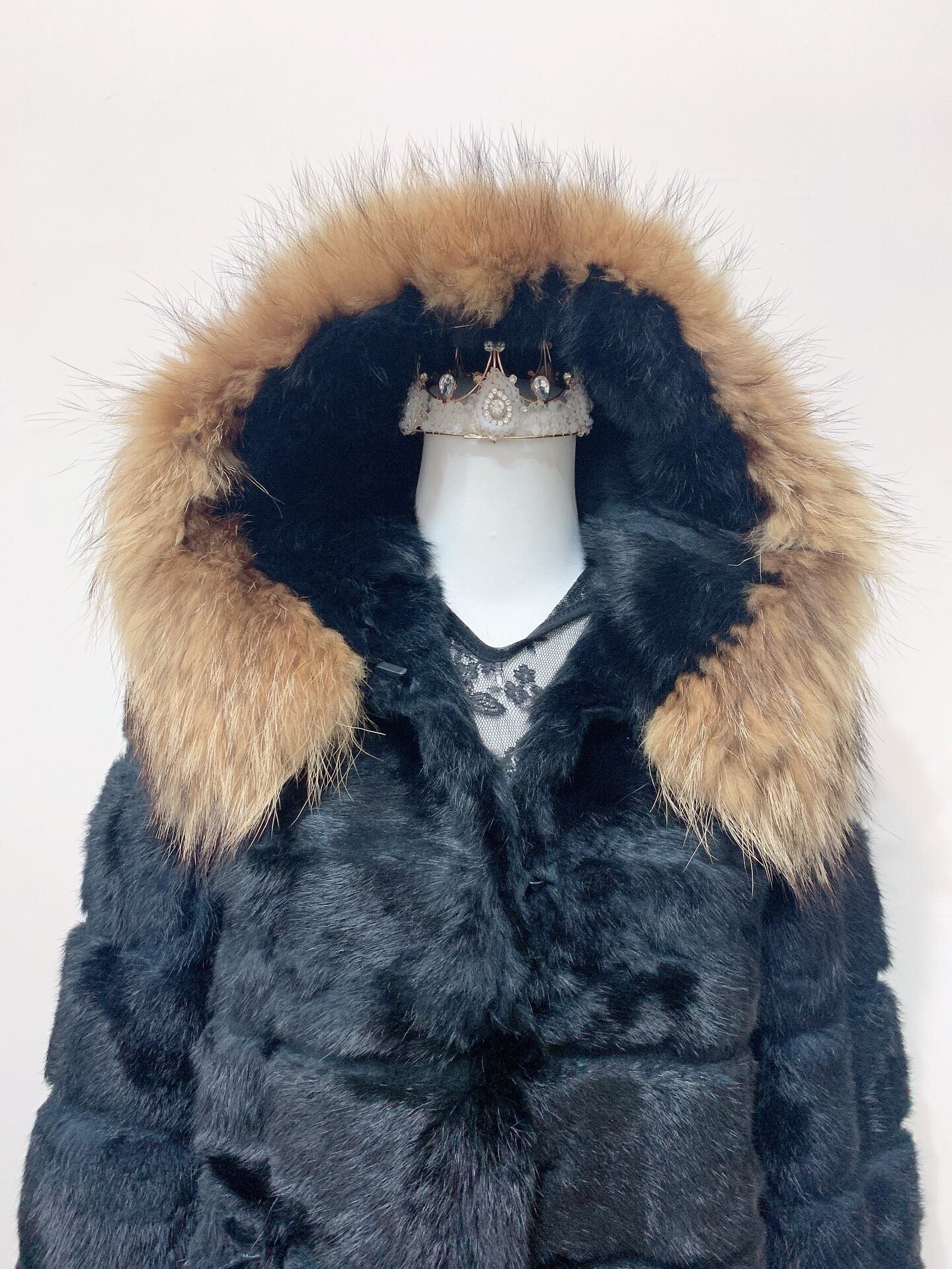 Vintage Black Genuine Fur Coat