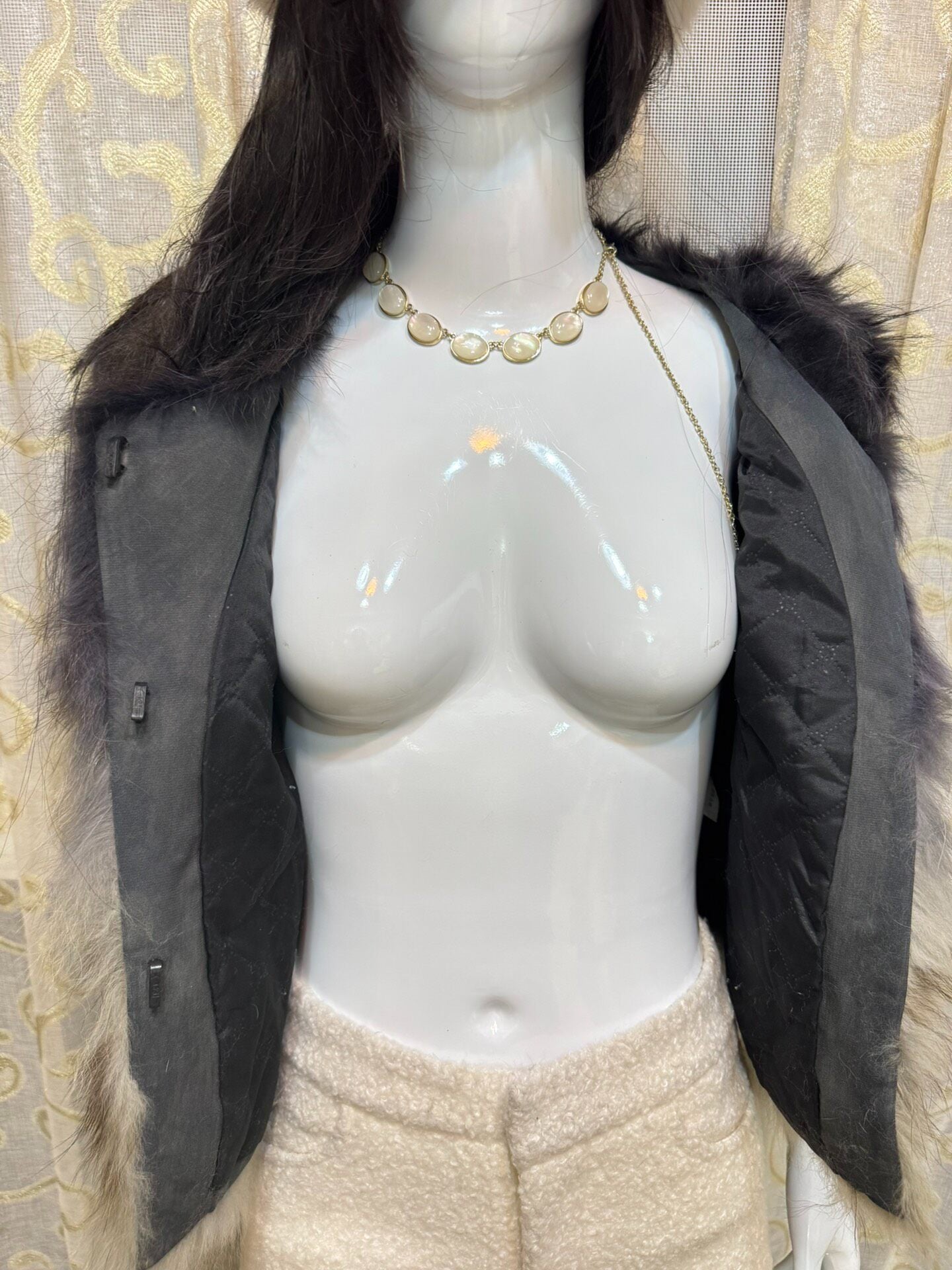 Vintage blue-grey genuine fur coat
