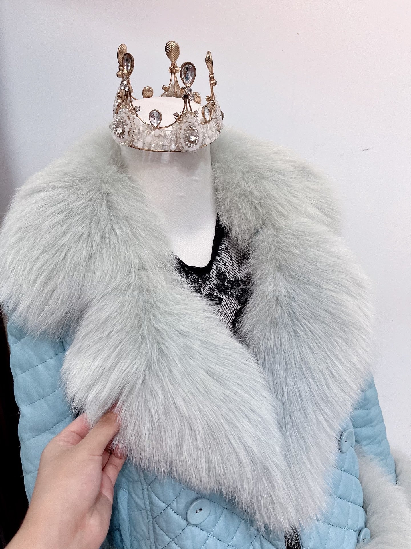 Vintage Blue Genuine Fur Coat